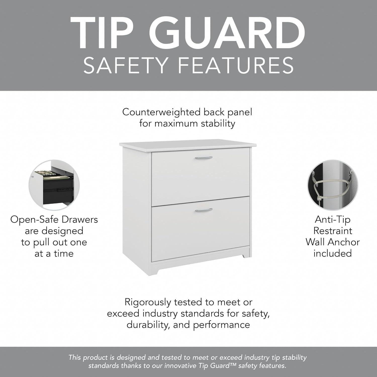 Bush Furniture Cabot Lateral File Cabinet, 2 Drawer, White