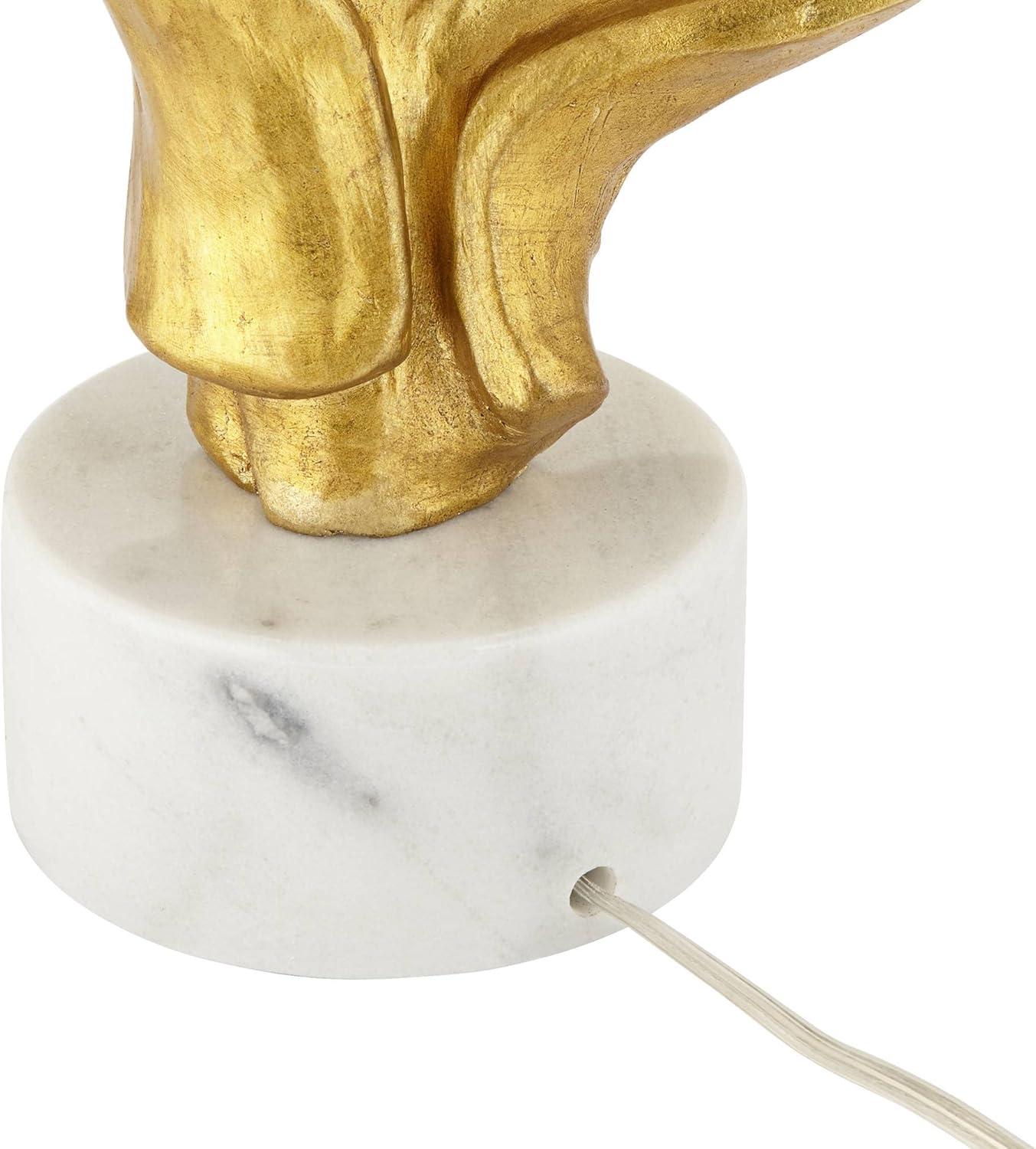 Possini Euro Design Hera Modern Vintage Glam Table Lamp 31" Tall Sculptural Rose Gold White Shade Bedroom Living Room Bedside Nightstand Office Kids
