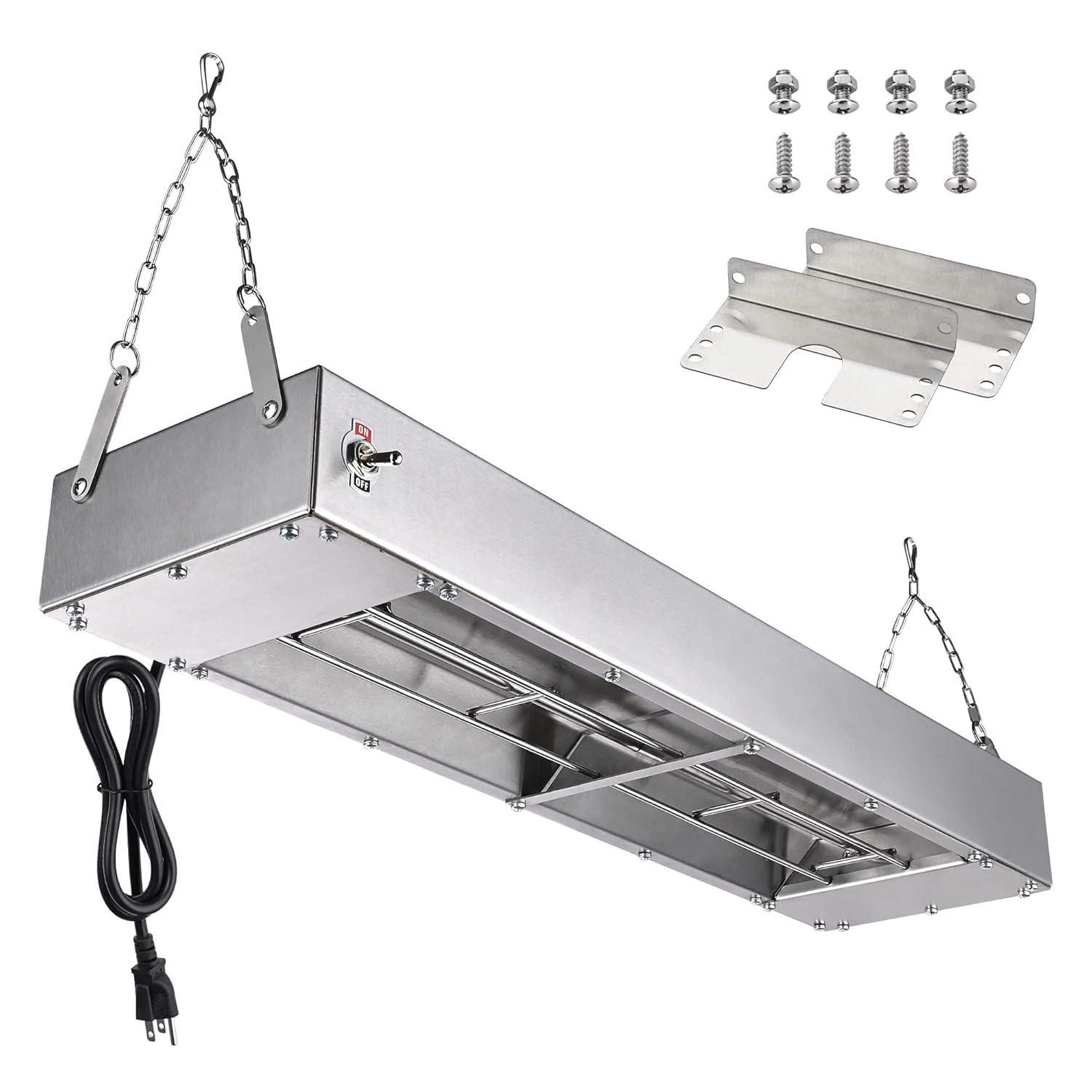 WeChef Commercial Food Warmer 24" 900W Electric Strip Heater Portable Stainless Steel Fry Heating Lamp for Fry Dishes