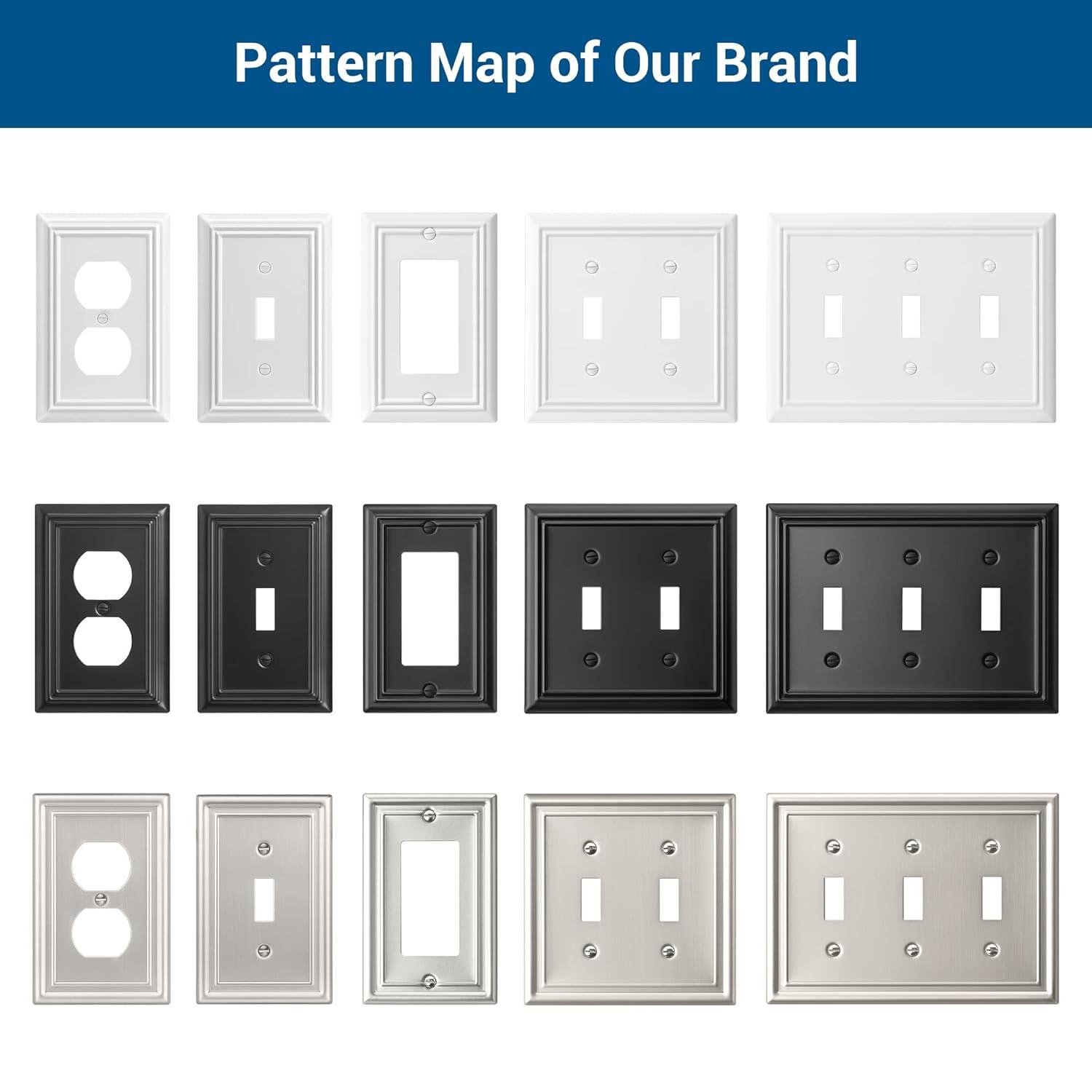 Modern Decorative Wall Plate Switch Plate Outlet Cover, Vintage Retro Wood Grain Design(Single Toggle-4 Pack, White)