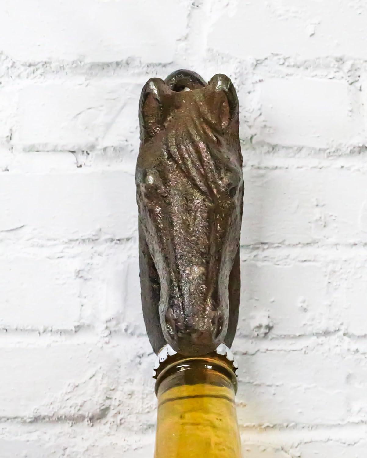 Cast Iron Western Cowboy Country Rustic Horse Head Wall Beer Bottle Cap Opener