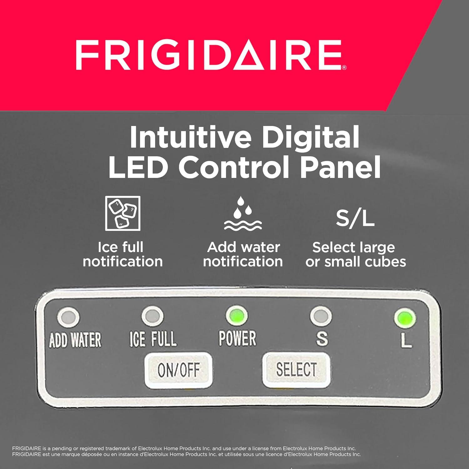 Frigidaire 26 Lbs per Day Portable Compact Maker, Ice Making Machine, Black Stainless, Medium