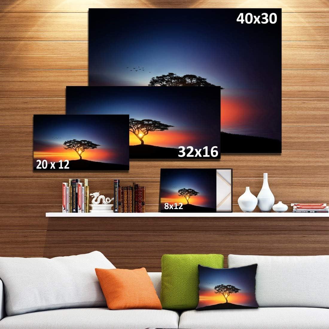 Beautiful Sunset Over Lonely Tree Extra Large Canvas Wall Art