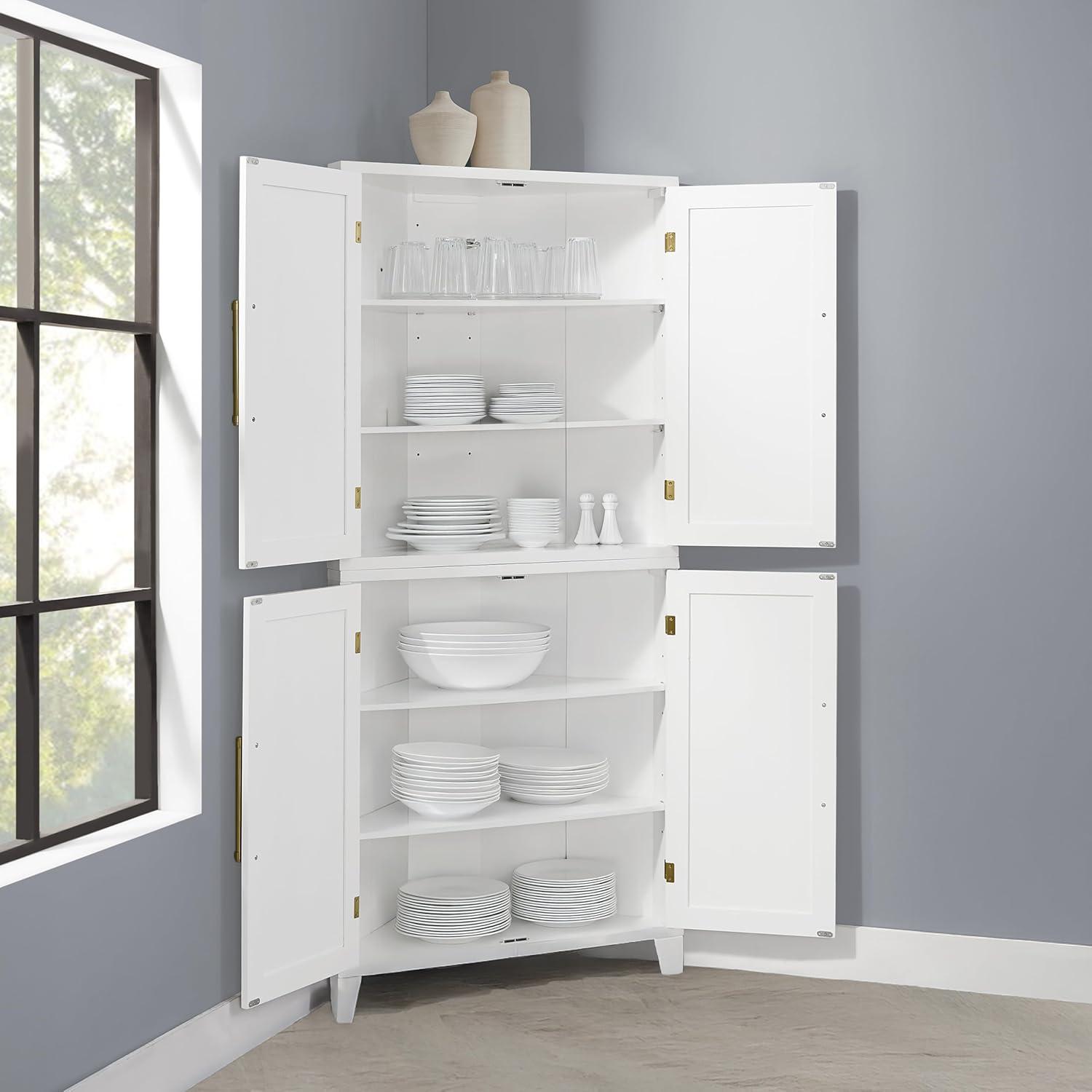 Crosley Furniture Roarke Corner Kitchen Storage Pantry Cabinet