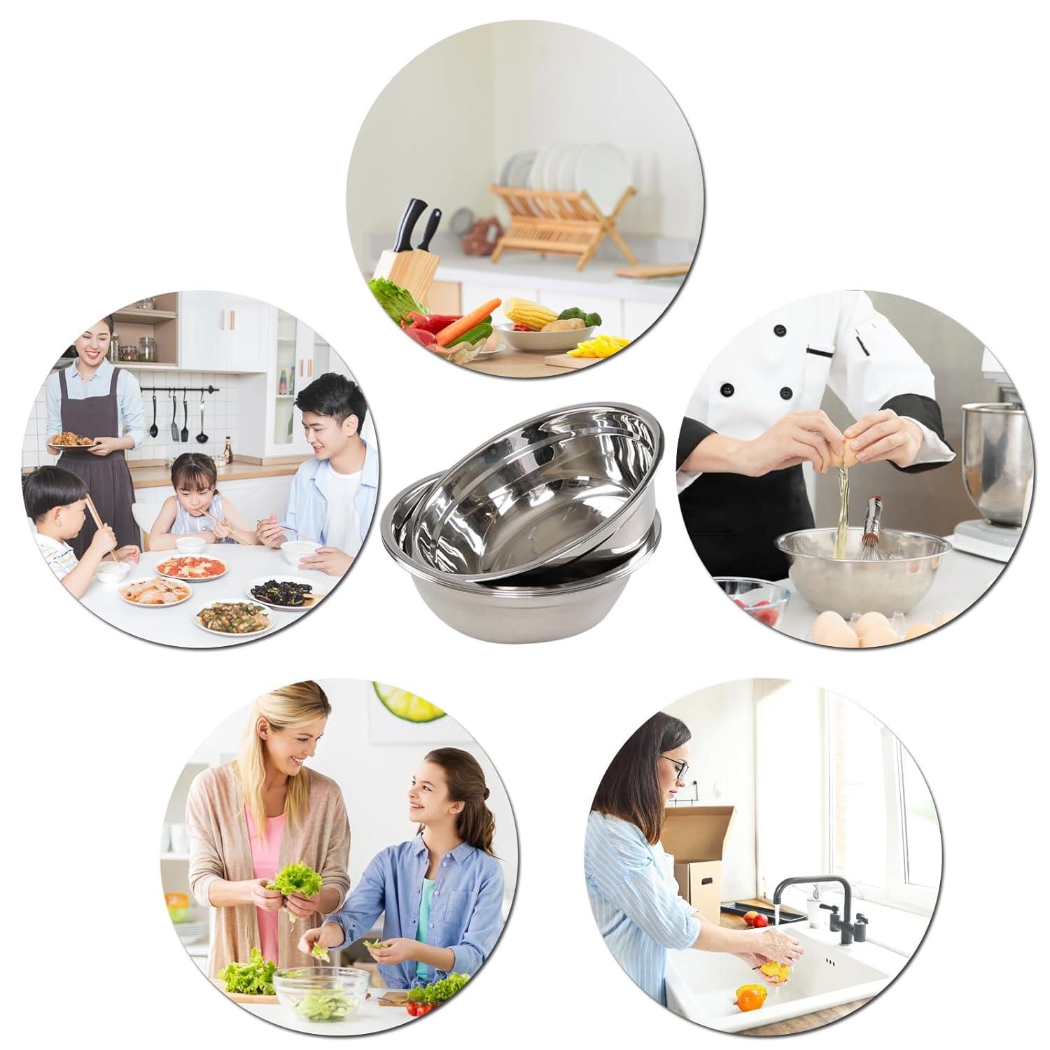 4-Pack Stainless Steel Mixing Bowls/Metal Prep Bowls, Salad Serving Bowl Set