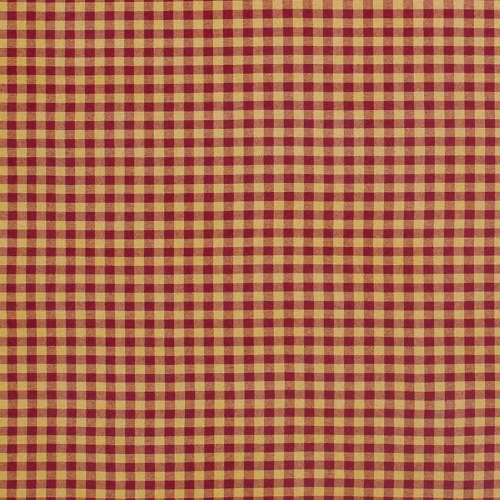 VHC Brands VHC Brands Burgundy Check Primitive 63"x36" Panel Pair Red Rod Pocket Cotton Tie Back(s) Window Curtains