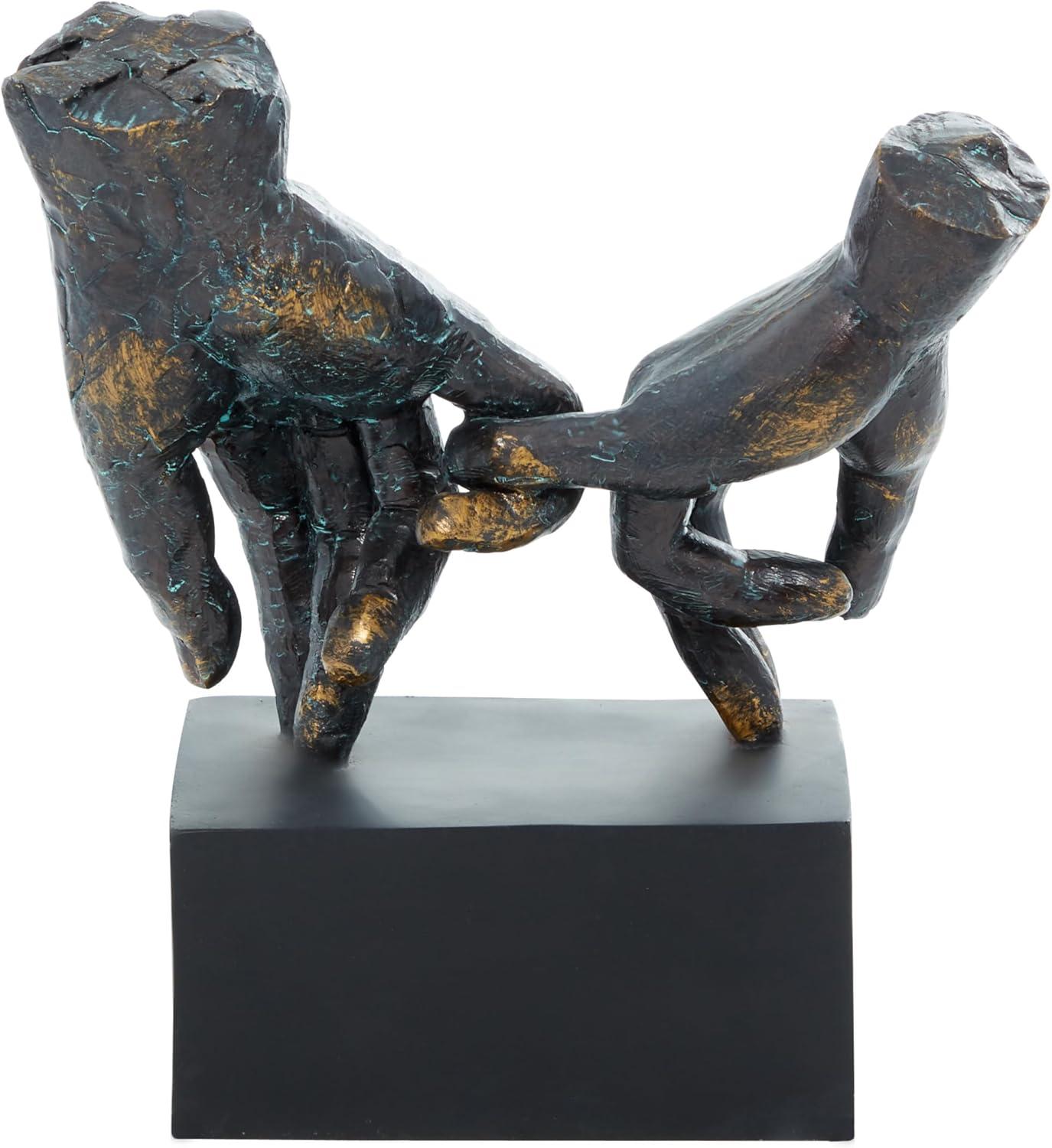 Deco 79 Polystone Hands Decorative Sculpture Raised Home Decor Statue with Butterfly Accents, Accent Figurine 13" x 5" x 14", Dark Brown