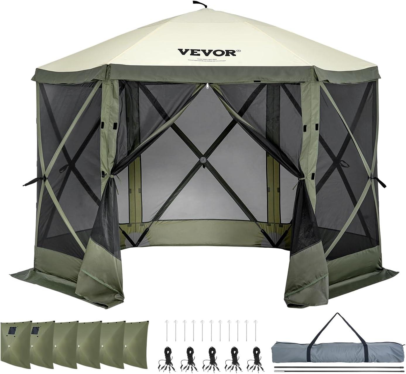 Army Green 10x10FT Pop-Up Gazebo Tent with Mesh Windows