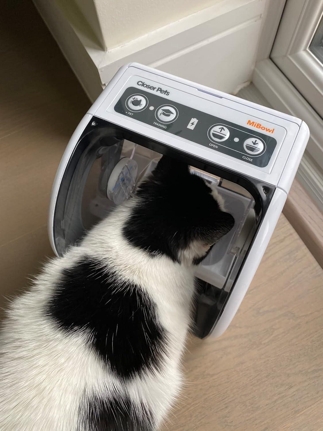 MiBowl Automatic Microchip Cat Feeder with BPA Free Bowl, Enclosed Back, and Collar Worn ID Disc