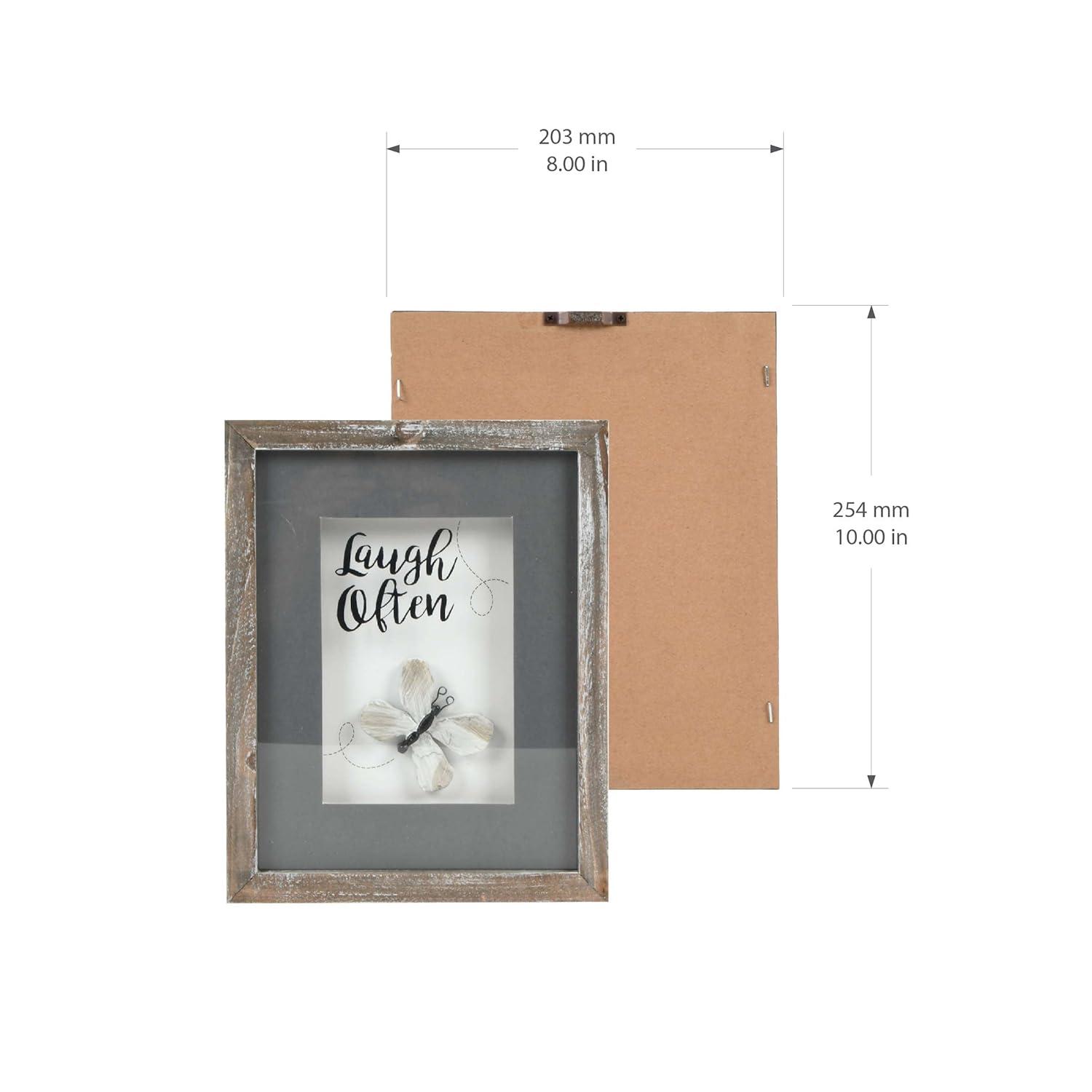 Haven Home Décor Laugh Often 8" x 10" Rustic Wall Décor, Pebble Art with Gray-Washed Frame, Natural
