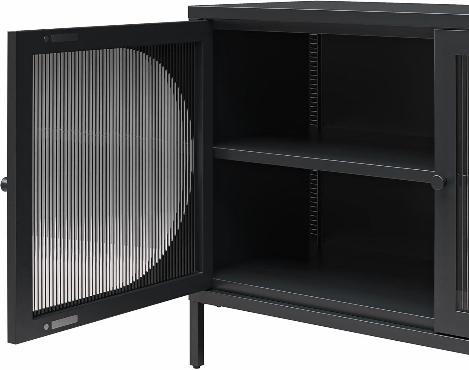 Luna Black Metal 2-Door Accent Cabinet with Adjustable Shelving