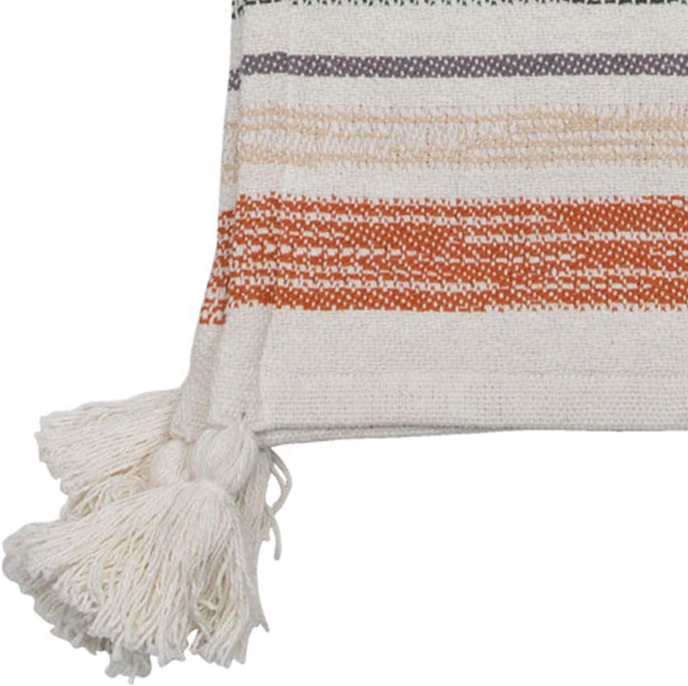 Multicolor Hand Woven 50 x 60 inch Cotton Throw Blanket with Hand Tied Tassels - Foreside Home & Garden