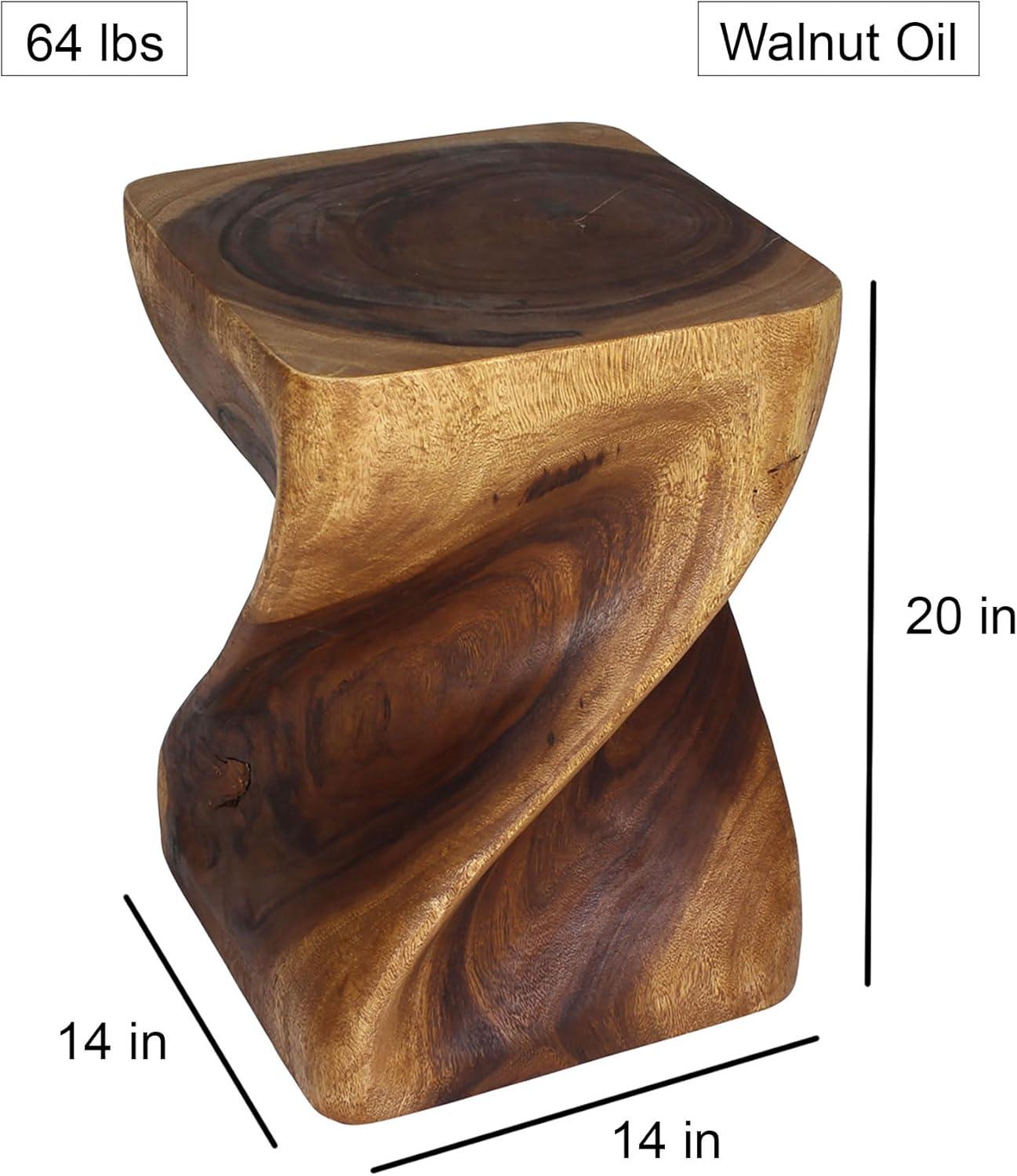Kammika Import Export Co., Ltd. Haussmann® Big Twist Wood Stool Table 14 in SQ x 20 in H Walnut Oil