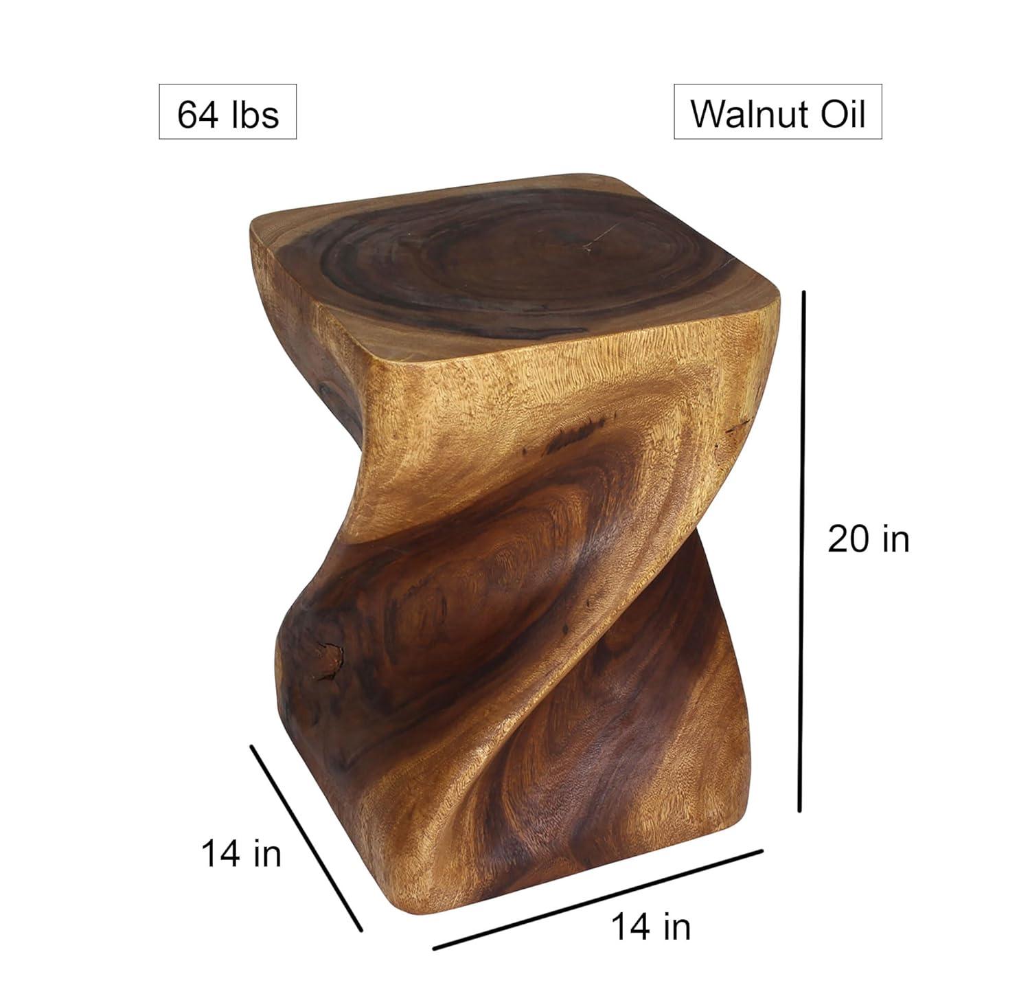 Kammika Import Export Co., Ltd. Haussmann® Big Twist Wood Stool Table 14 in SQ x 20 in H Walnut Oil