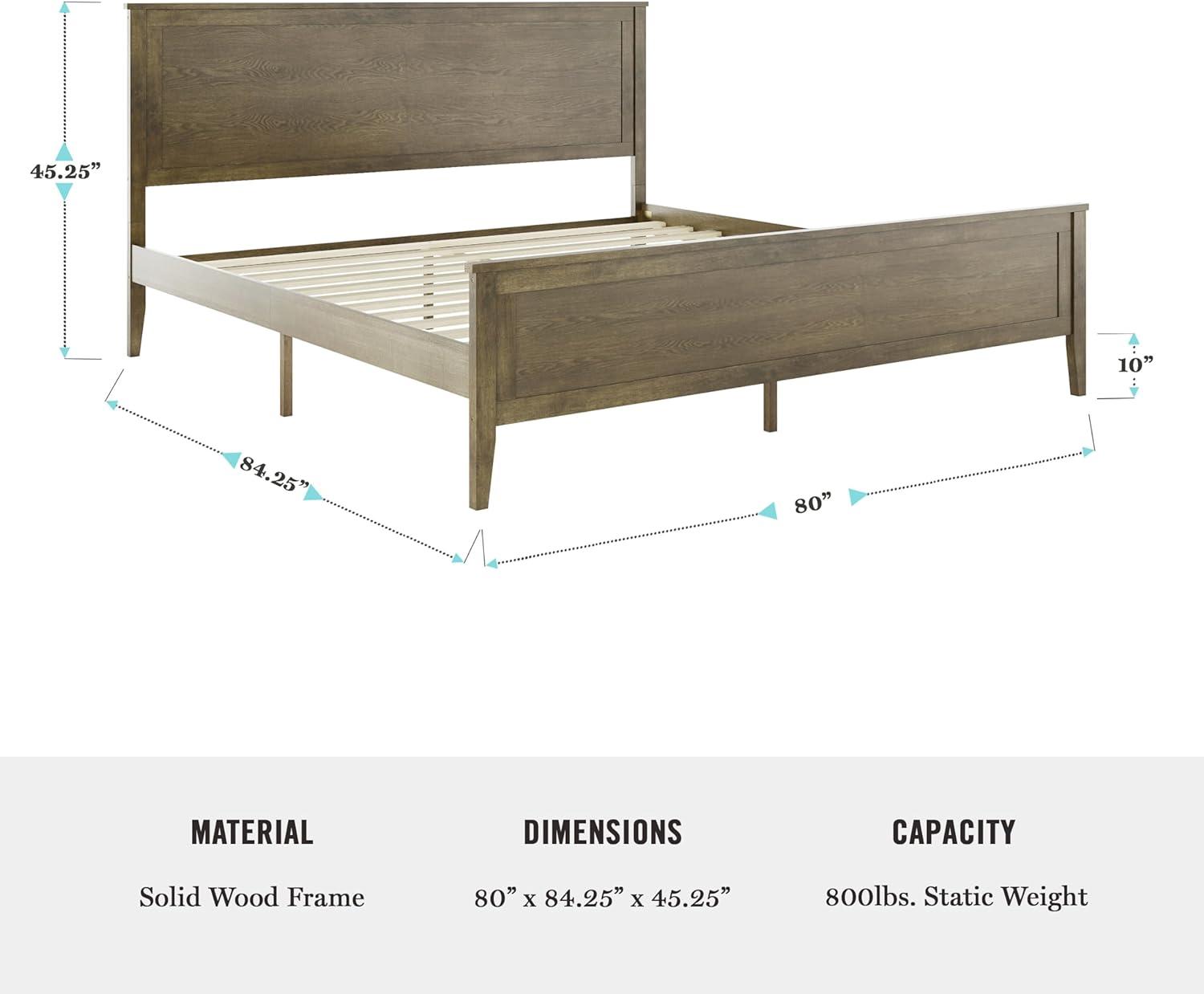 Martha Stewart Corbin Wooden Platform Bed With Headboard And Footboard