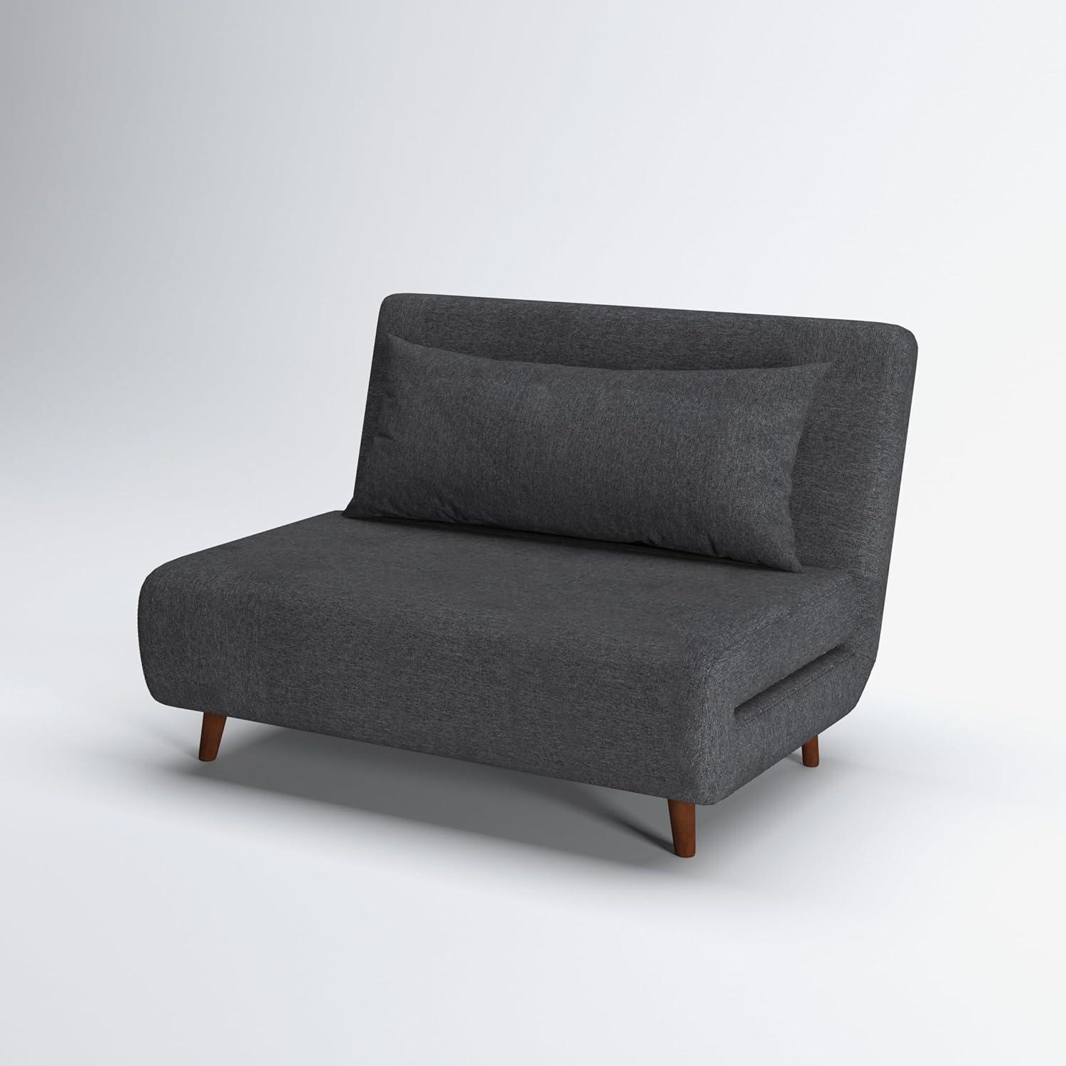 A&D Home Tustin Polyester Convertible Futon Chair, Charcoal