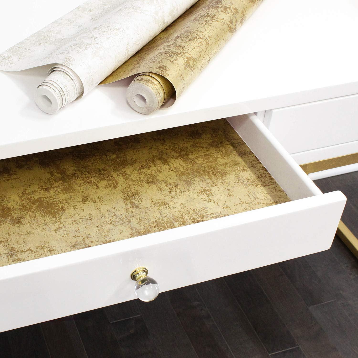 Tempaper & Co. Distressed Gold Removable Peel and Stick Wallpaper, Pearl Leaf, 28 sq ft