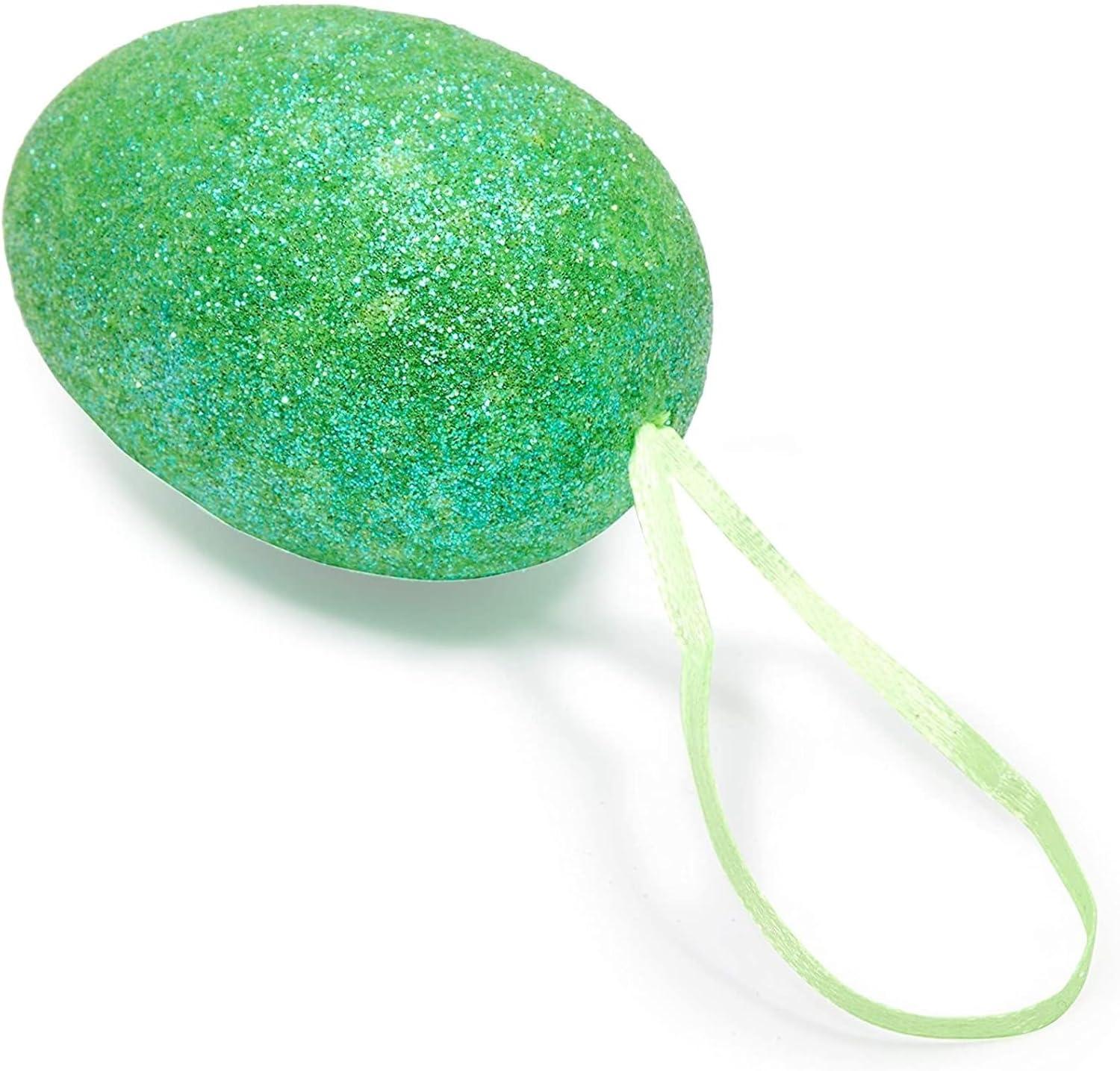36 Pack Easter Egg Ornaments in 6 Sparkle Colors - Glitter Foam Hanging Easter Eggs for Easter Tree Decorations, Basket Filler, Home Party, DIY Crafts