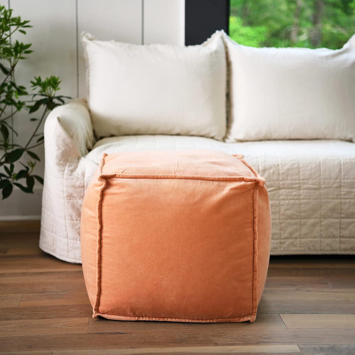 Creative Co-Op Square Velvet Pouf