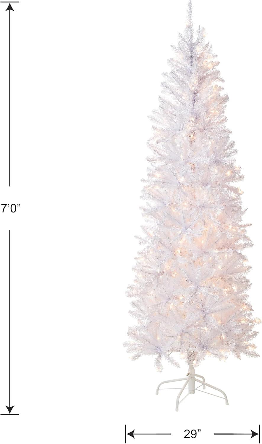 Prelit Slim White Kingswood Fir Artificial Christmas Tree Clear Lights - National Tree Company