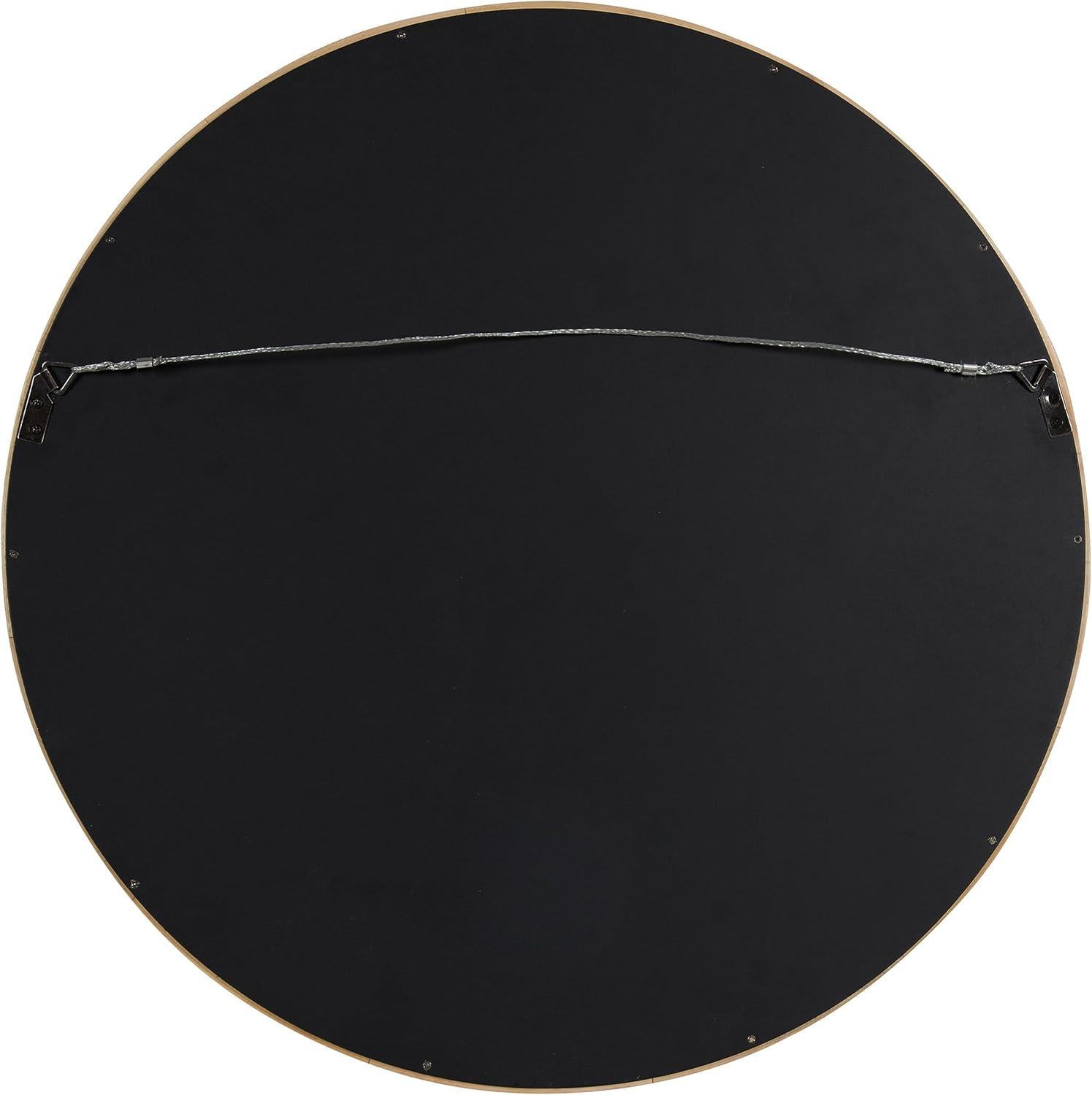 22" x 22" Hutton Round Wood Wall Mirror Natural - Kate and Laurel: Wall Mount, No Assembly Required