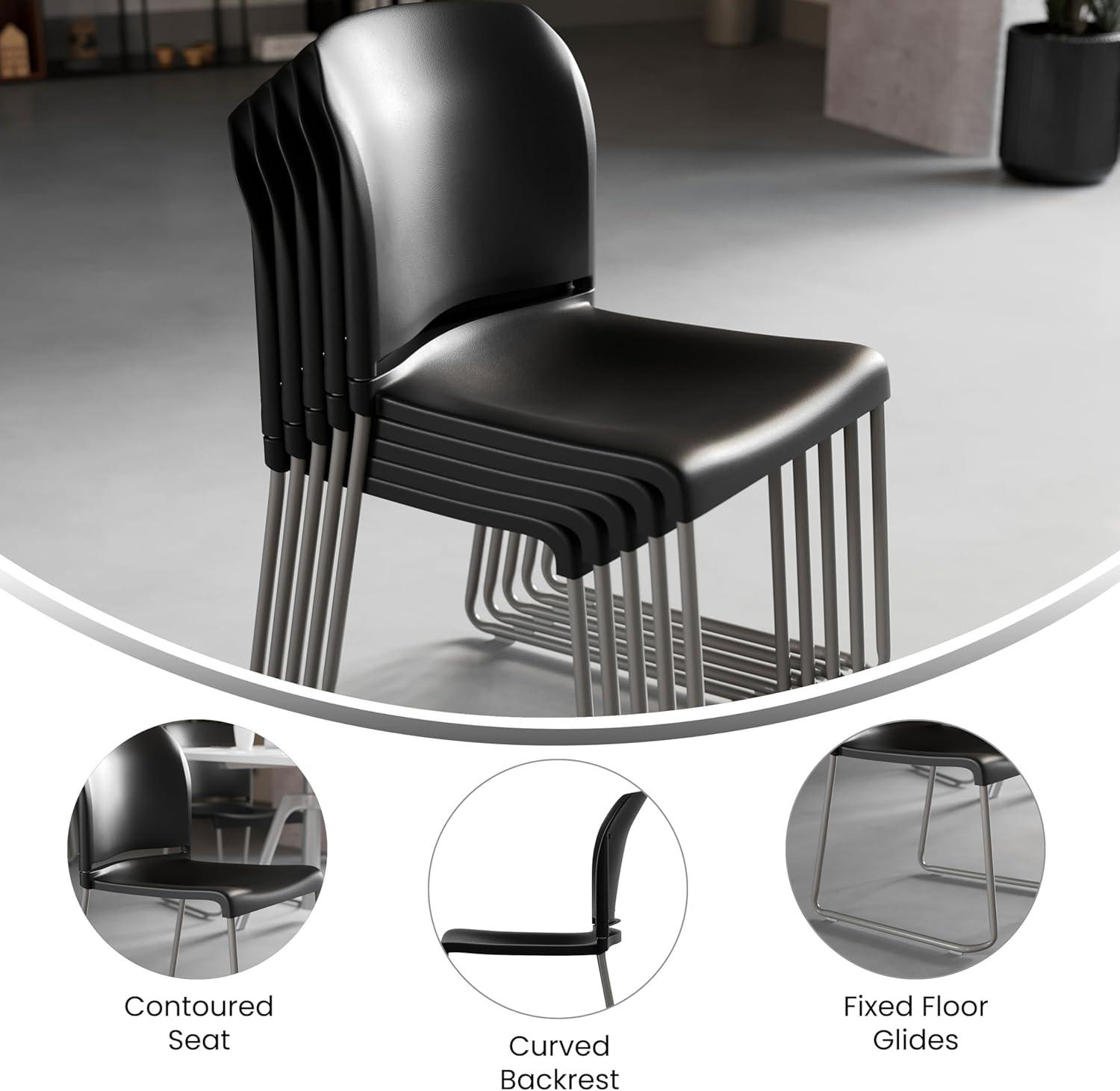 Flash Furniture Brielle Contoured Sled Base Stackable Waiting Room Chairs (Set of 5)