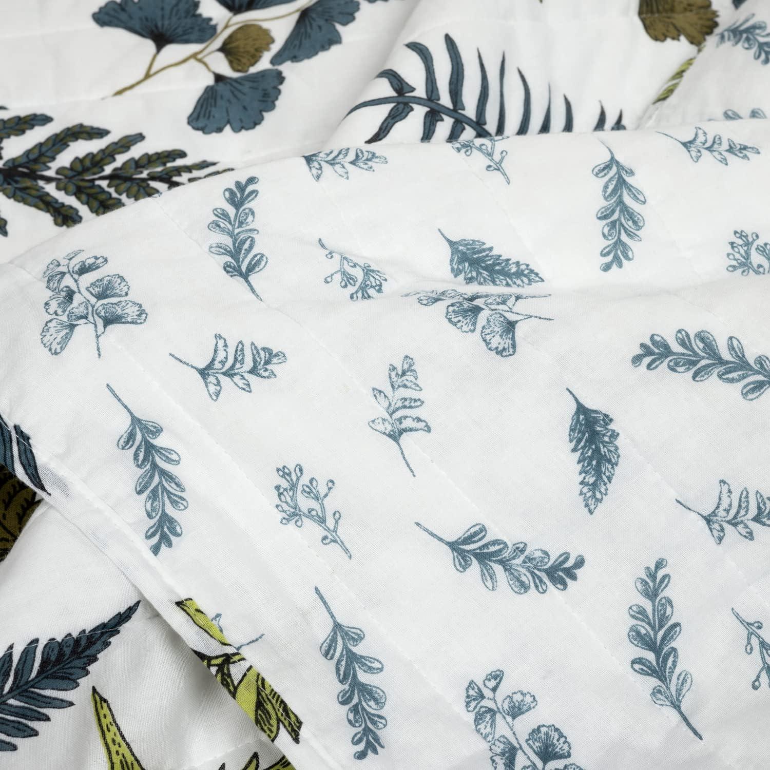 King Devonia Reversible Oversized Quilt Set White/Green - Lush Décor: 320 Thread Count, Botanical Pattern, 3-Piece Set