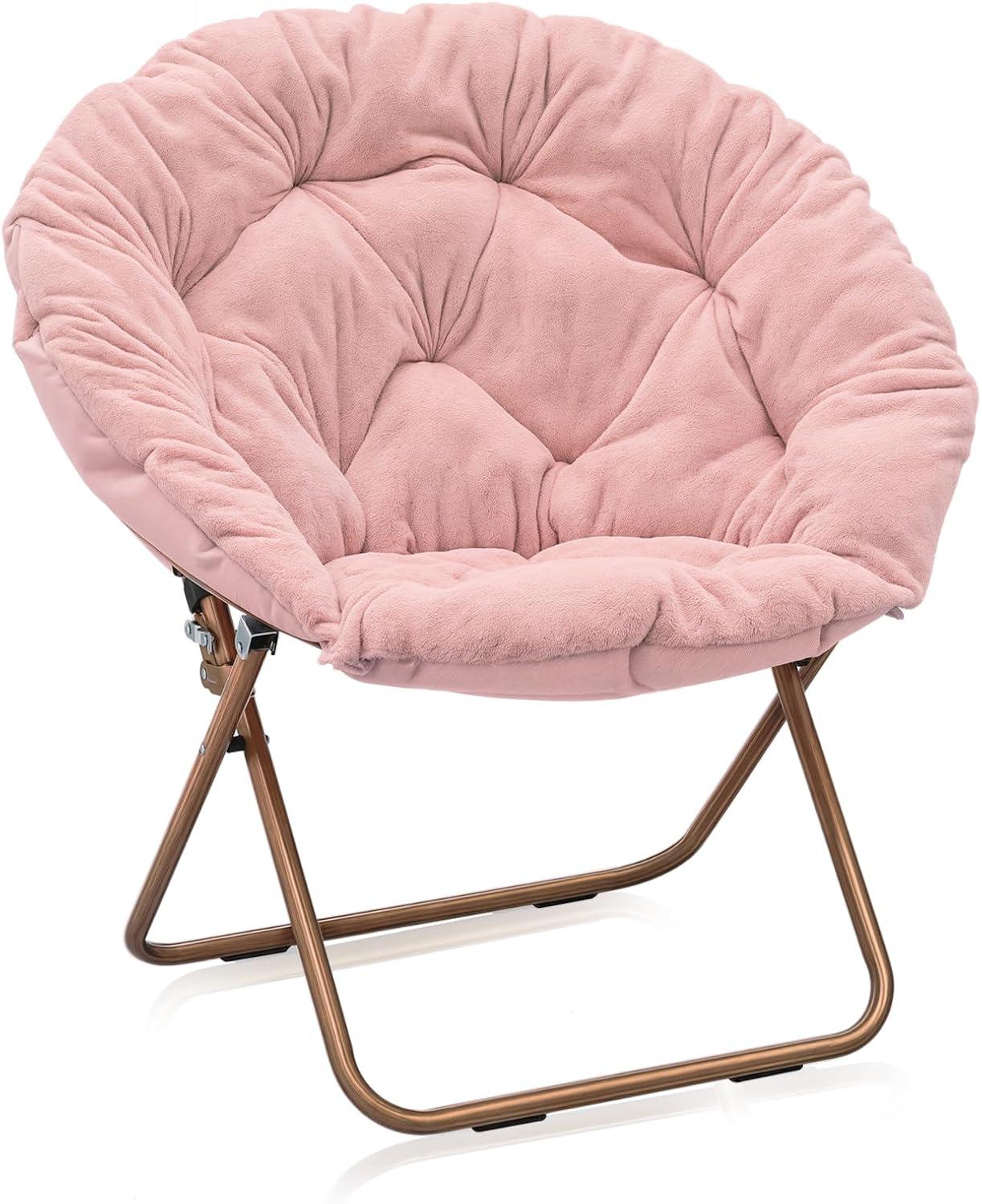 Mercer41 Amey Foldable Round Saucer Chair Portable Dorm Chair Lounge Chair Accent Chair for Bedroom Living Room