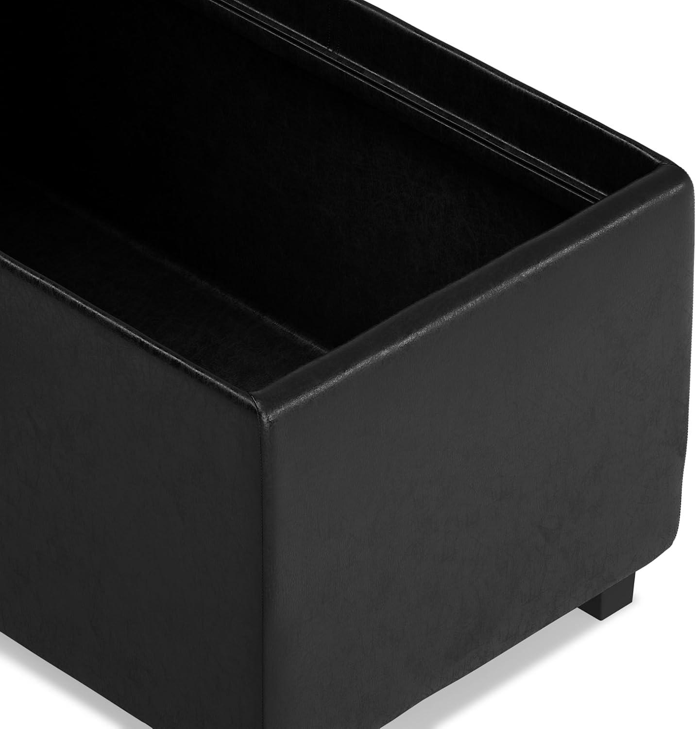Simpli Home Avalon 42"W Upholstered Storage Ottoman with 3 Flip-Over Serving Trays