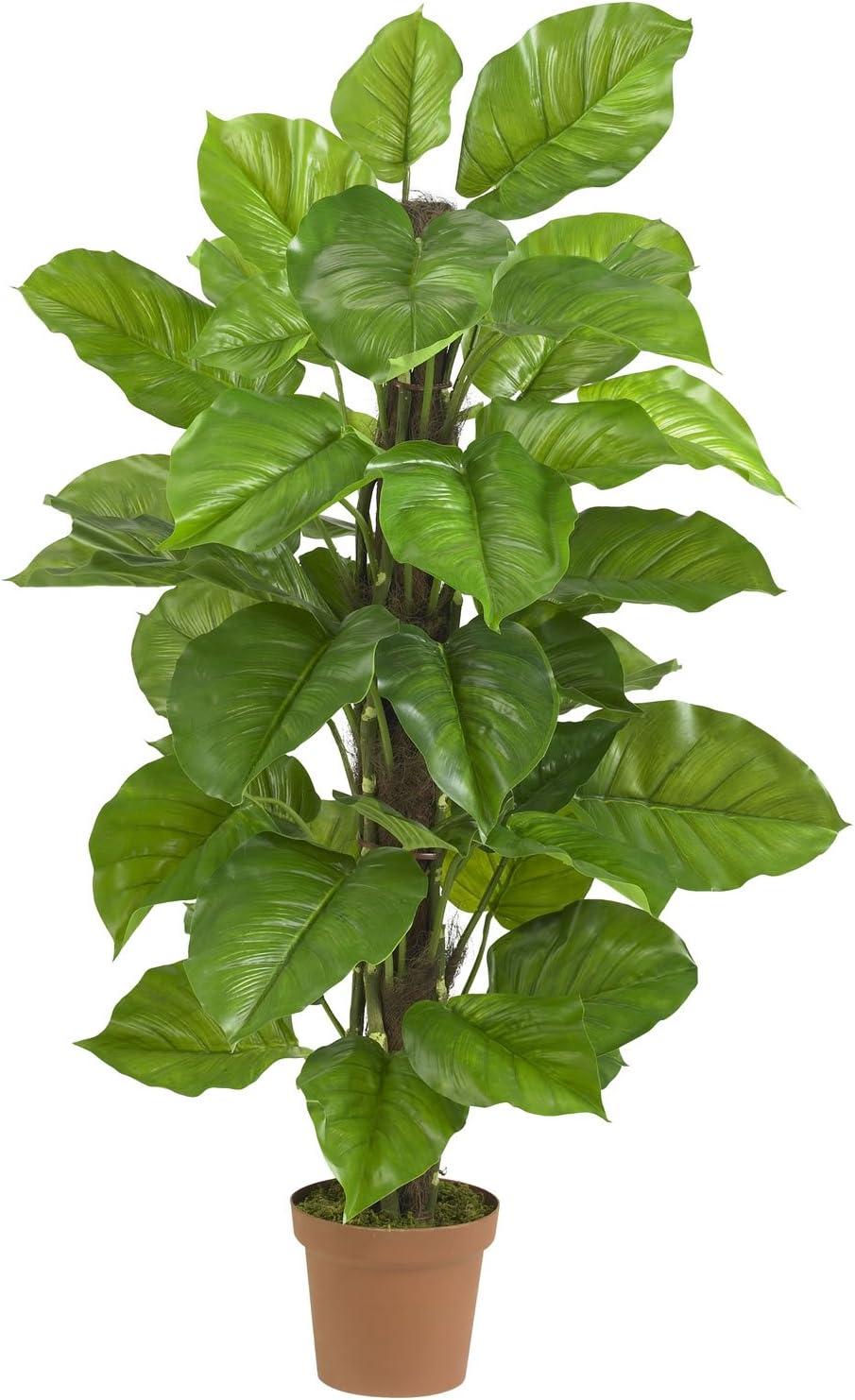 63" Green Silk and Plastic Philodendron Floor Plant