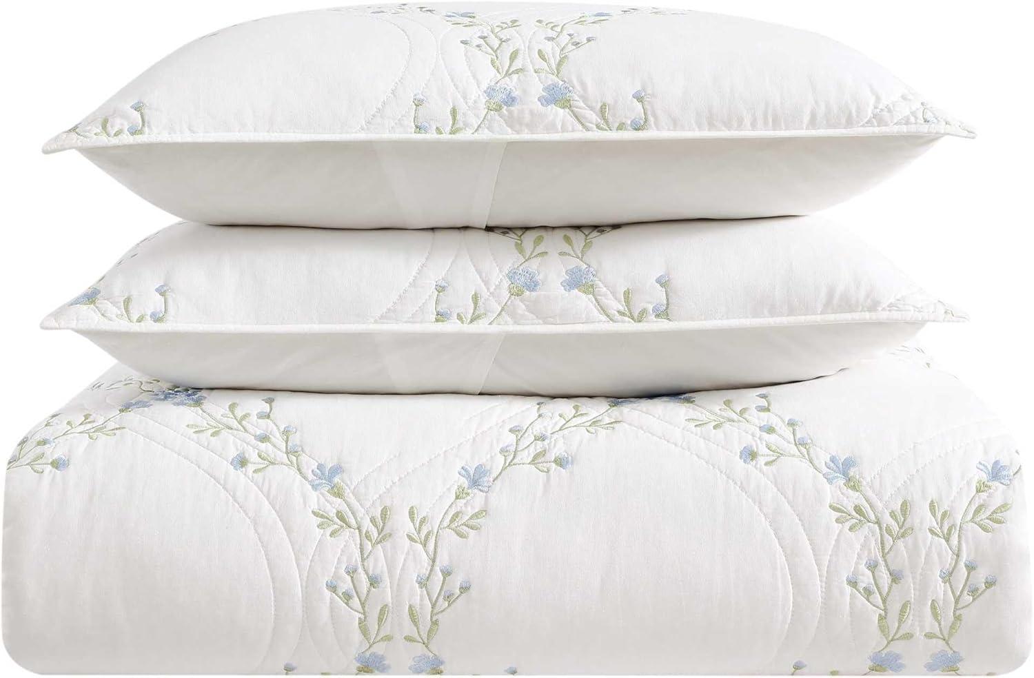 Laura Ashley Laura Ashley Floral Embroidery Cotton Reversible Quilt Set