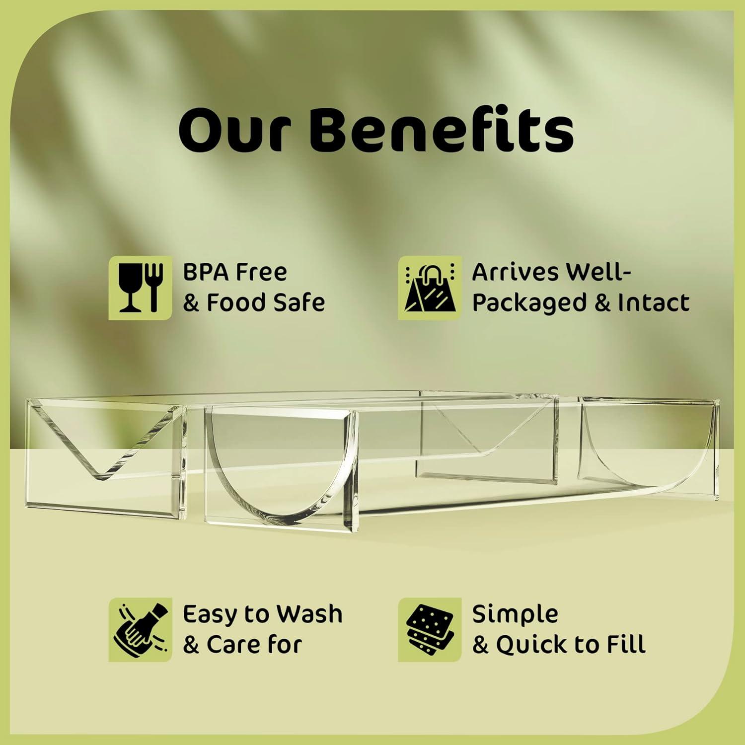 Srenta Clear Cracker Tray for Serving, Set of 2 Rectangular Cracker Holder for Serving Trays, Acrylic Food Display Cracker Serving Stand for Home