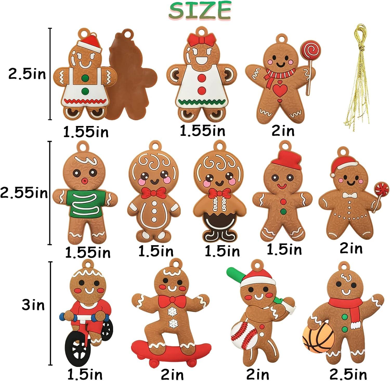 Multicolor PVC Gingerbread Man Christmas Tree Ornaments Set