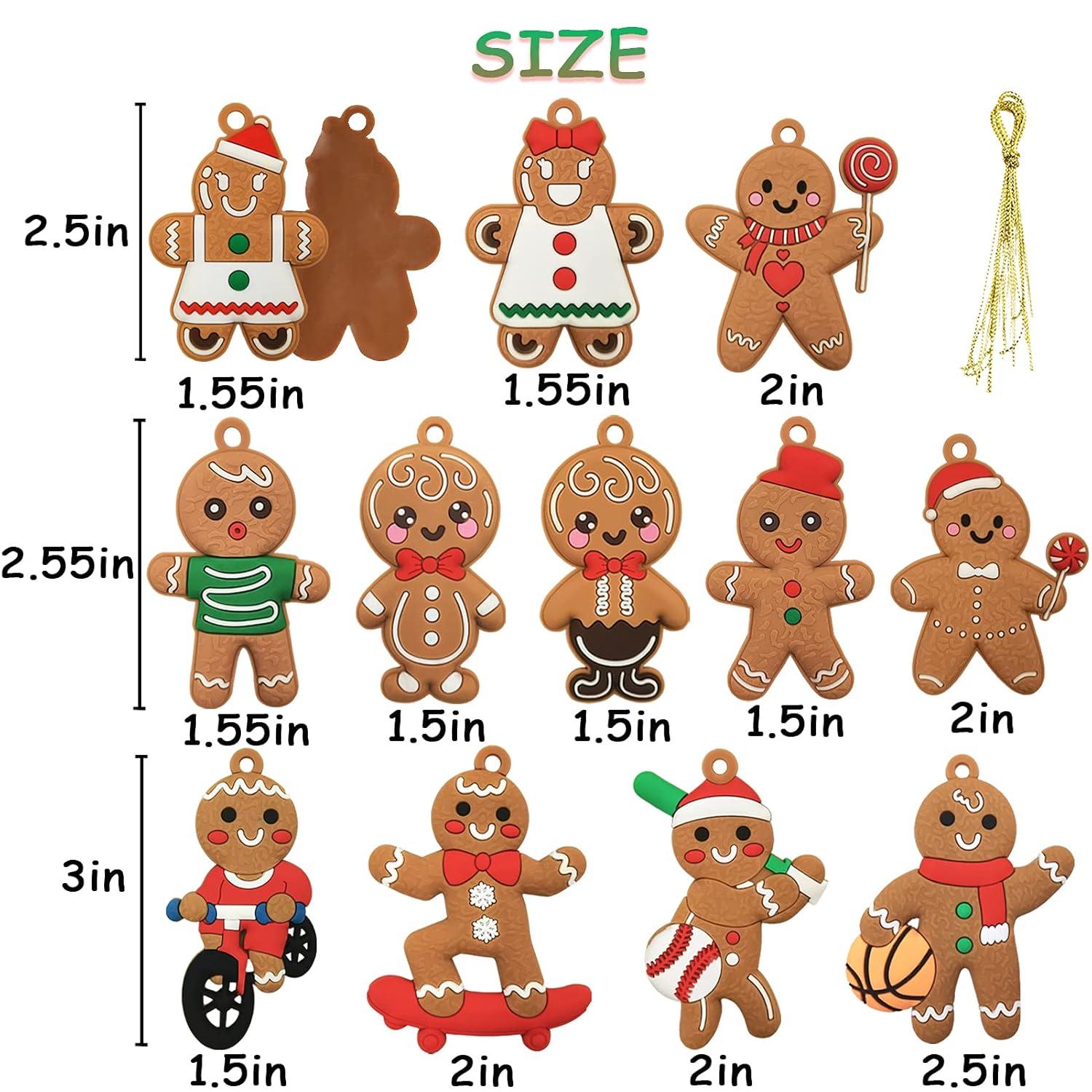 Multicolor PVC Gingerbread Man Christmas Tree Ornaments Set