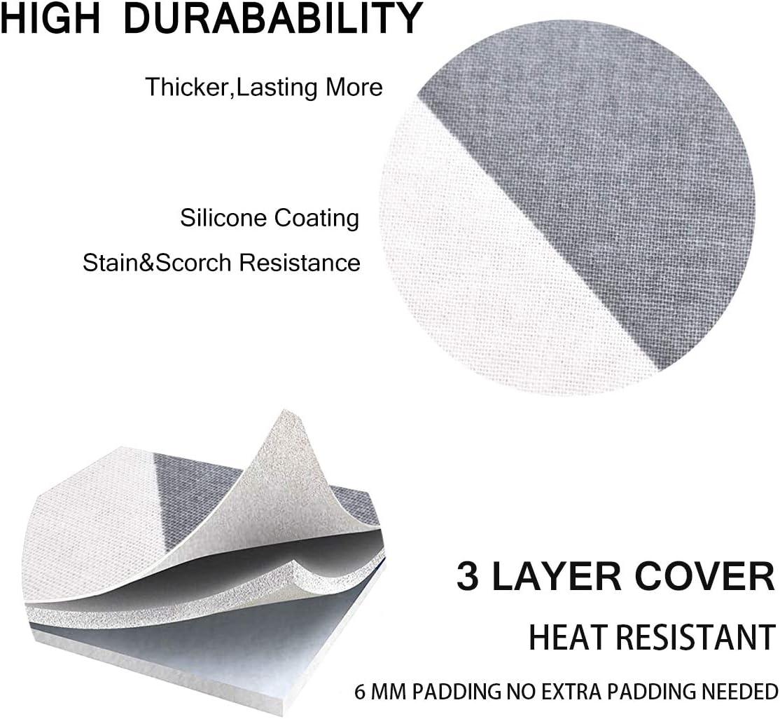 SheeChung 49"x15" Ironing Board Cover and Pad - with Elasticized Edges and 2 Connecting Straps,Premium Heavy Duty 4-Layer Silicone Coated Cover,Heat Reflective,Scorch Resistant