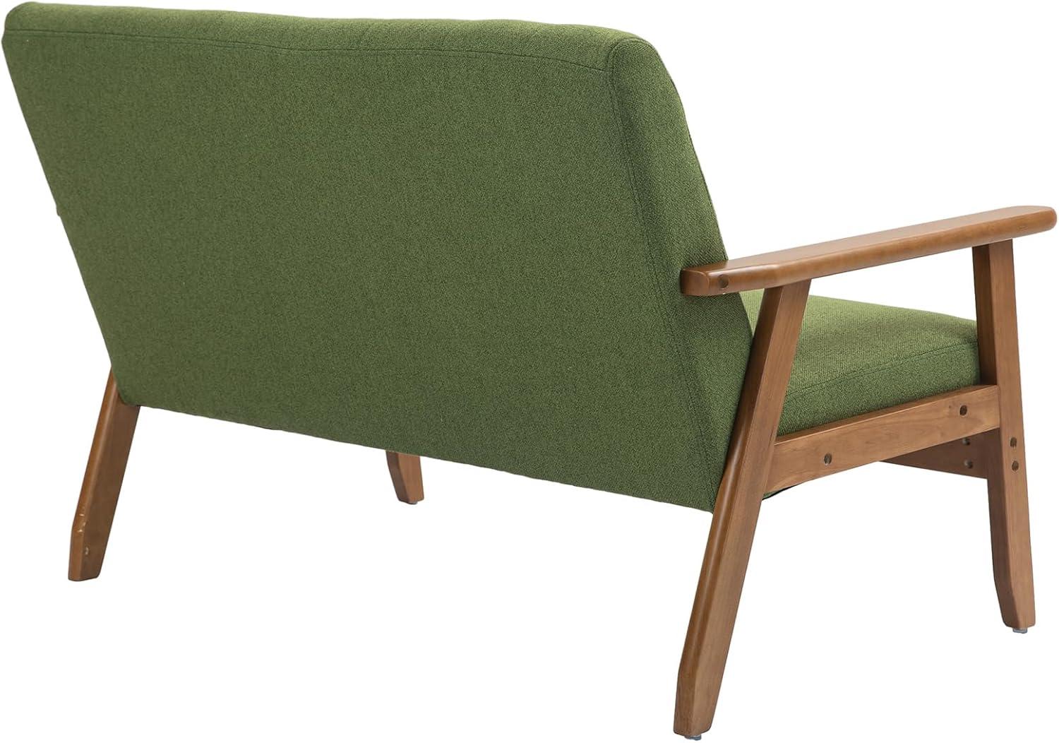 Small Modern Loveseat Sofa, Mid Century Upholstered Linen 2-Seat Couch, Love Seat for Living Room, Bedroom and Small Space (Green)