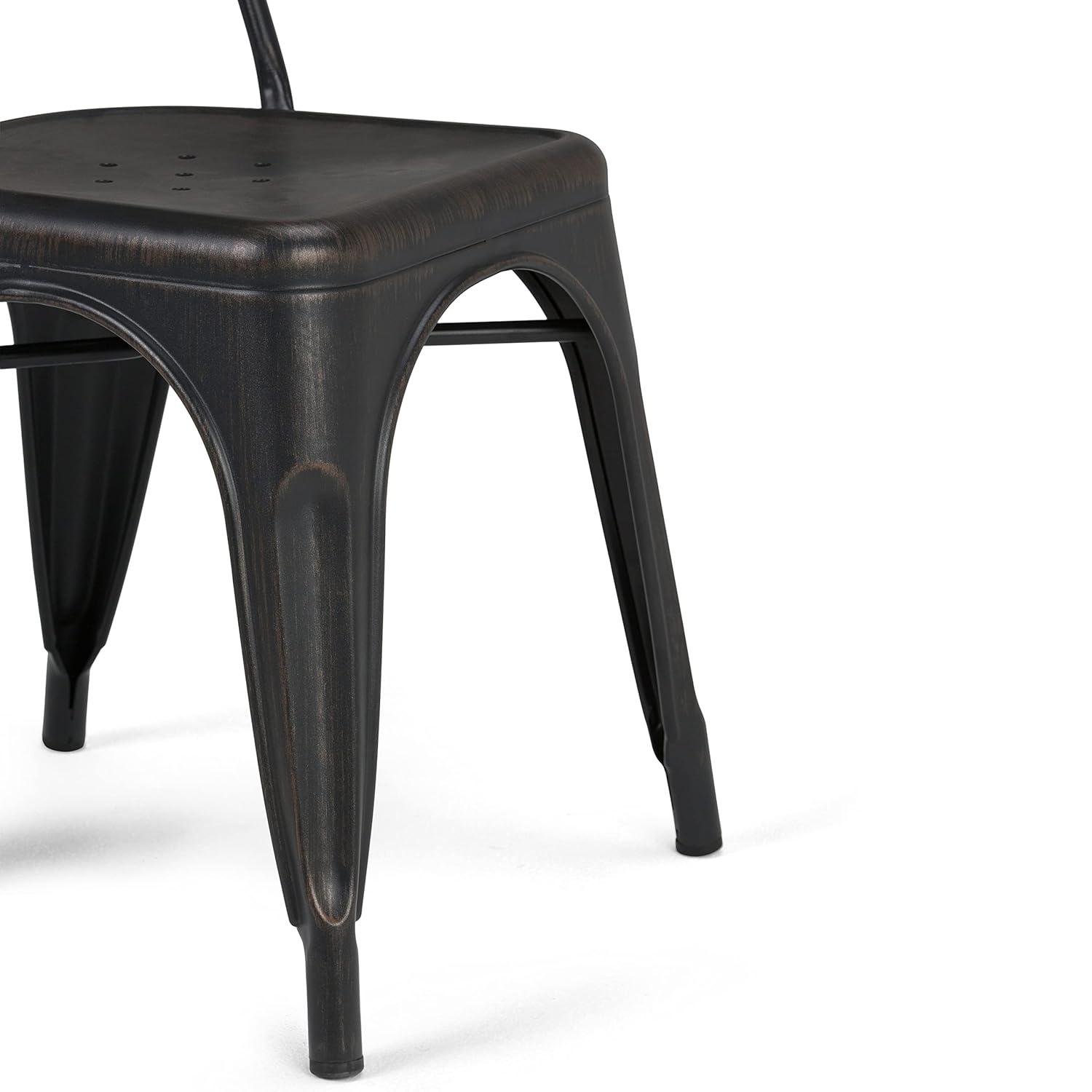 Simpli Home Fletcher Industrial Iron Dining Chair with Stackable Design and Protective Rubber Caps (Set of 2) (Set of 2)