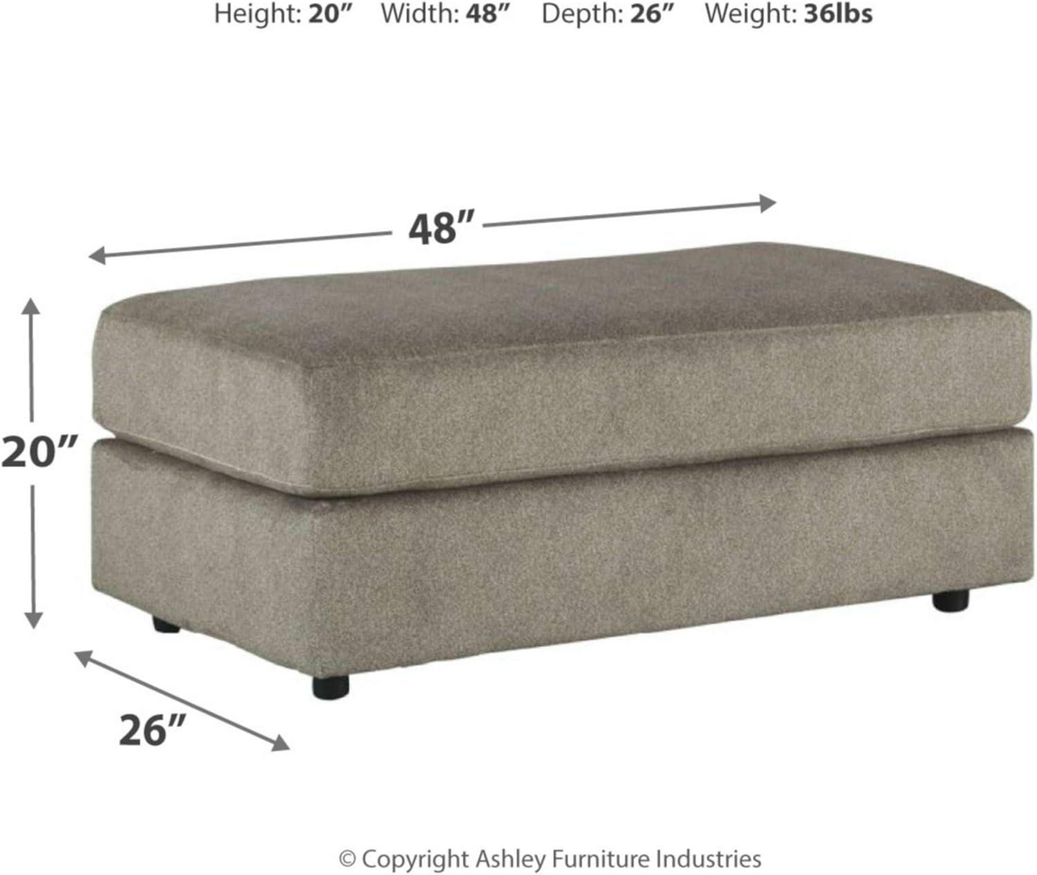 Signature Design by Ashley Contemporary Soletren Oversized Ottoman Velvet Ash