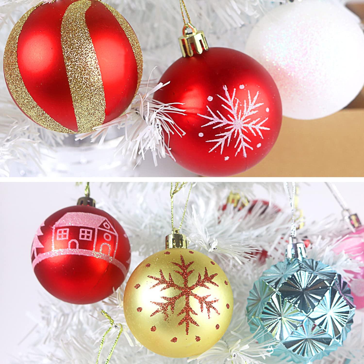 Zhourta 44Pcs Gold and Red Christmas Hanging Balls Christmas Proof Ball Ornaments for Party Holiday Christmas Tree Supplies Home Yard Decorh