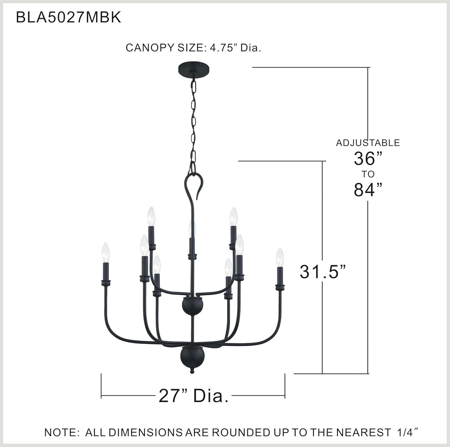 Quoizel Lighting  - Blanche - 9 Light Chandelier in Matte Black