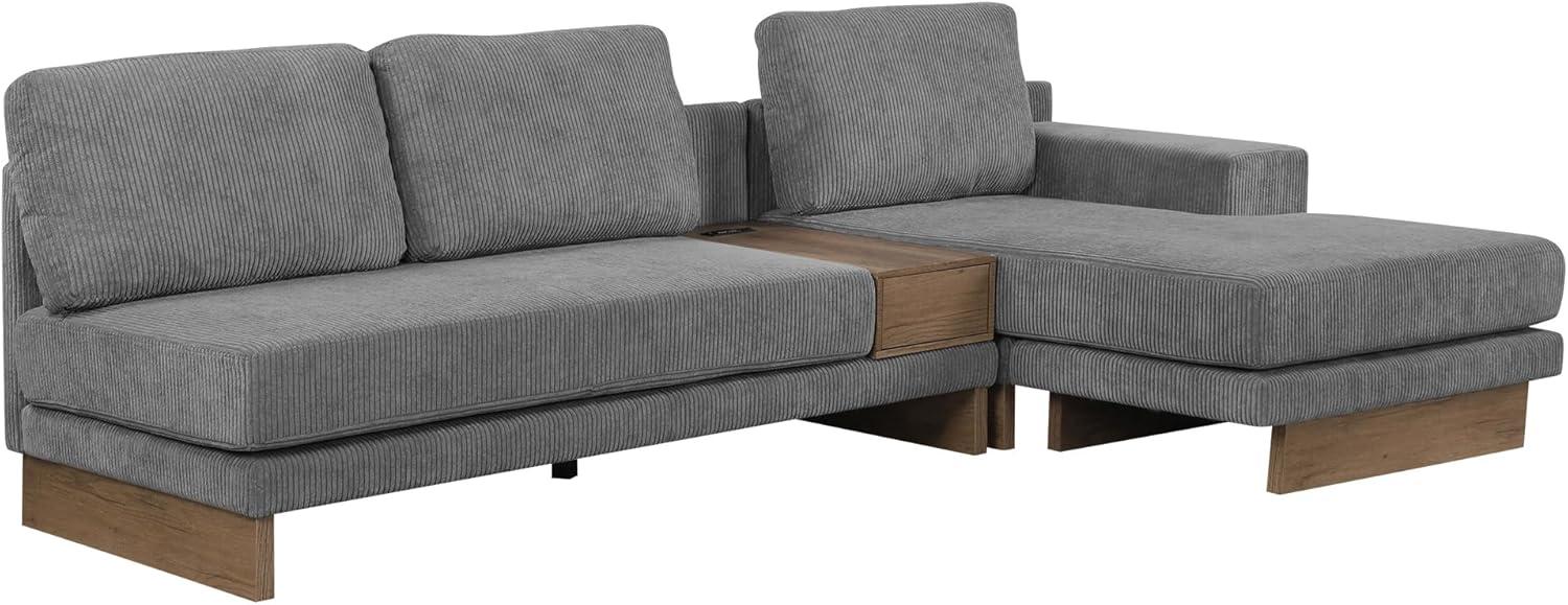 114" L-shaped Sofa Sectional Sofa with Two USB Ports and Two Power Sockets, A Storage Drawer and A Reversible Chaise Lounge for Living Room