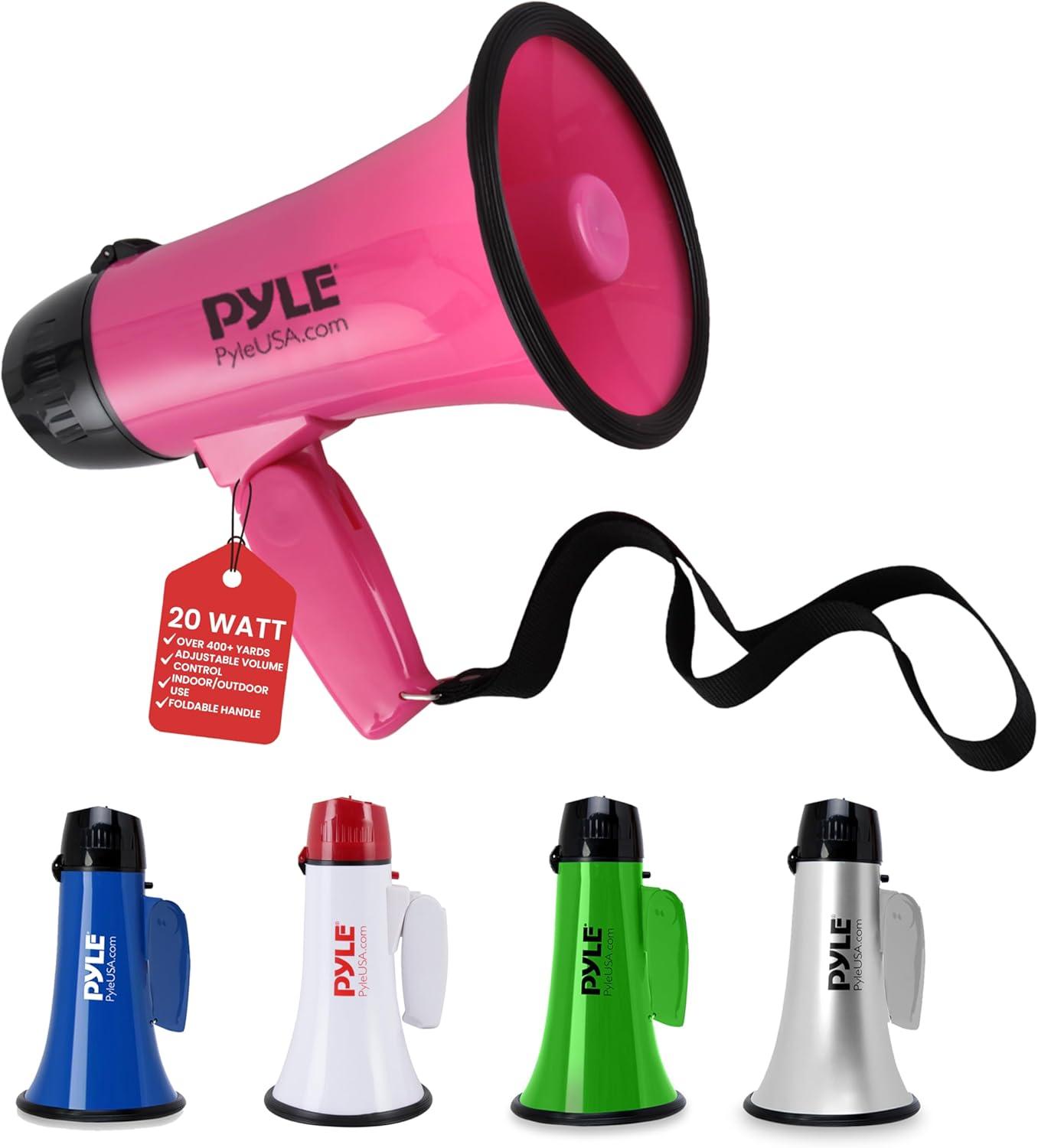 Pyle Portable Megaphone Speaker Siren Bullhorn - Pink