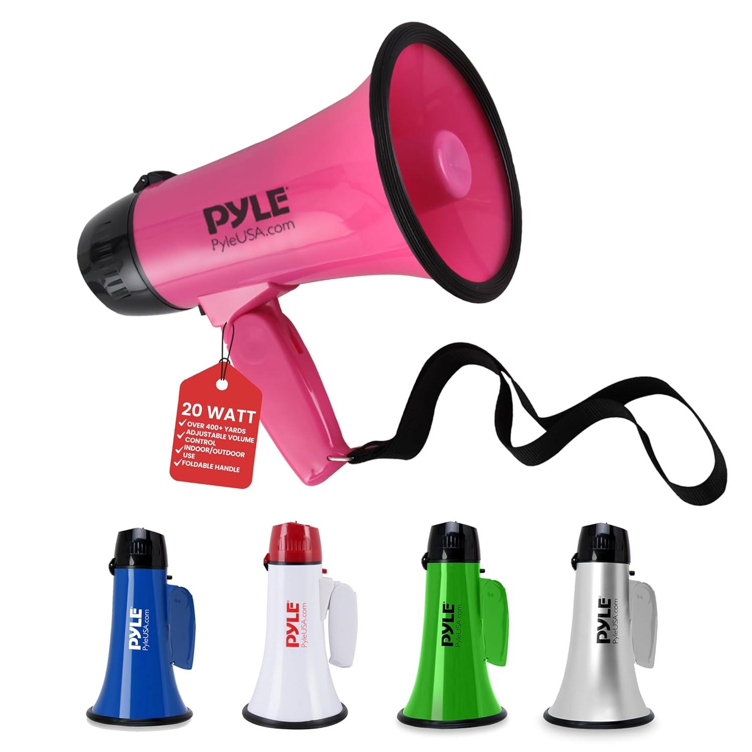 Pyle Portable Megaphone Speaker Siren Bullhorn - Pink