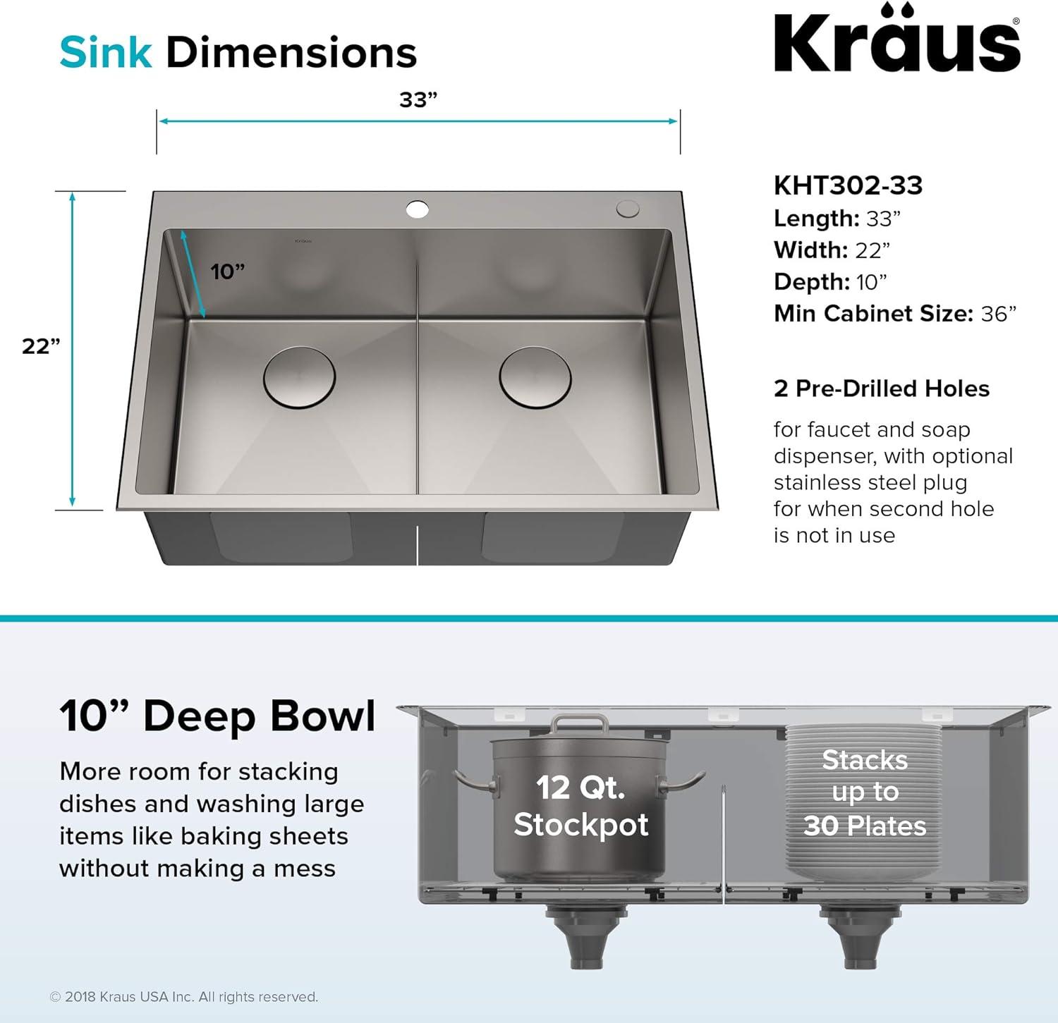 KRAUS Standart PRO Drop In 16 Gauge Bar Stainless Steel Kitchen Sink