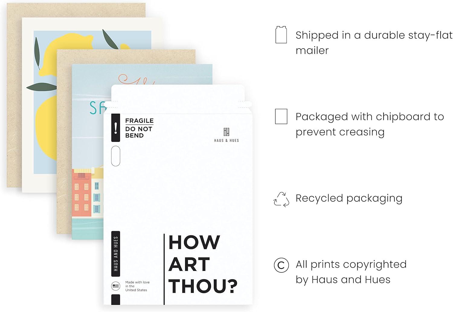 HAUS AND HUES Vintage Travel Posters (Set of 4), Wall Art, Unframed, 12x16 inches, Retro, Italy, Living Room, Bedroom Decor, Watercolor Prints