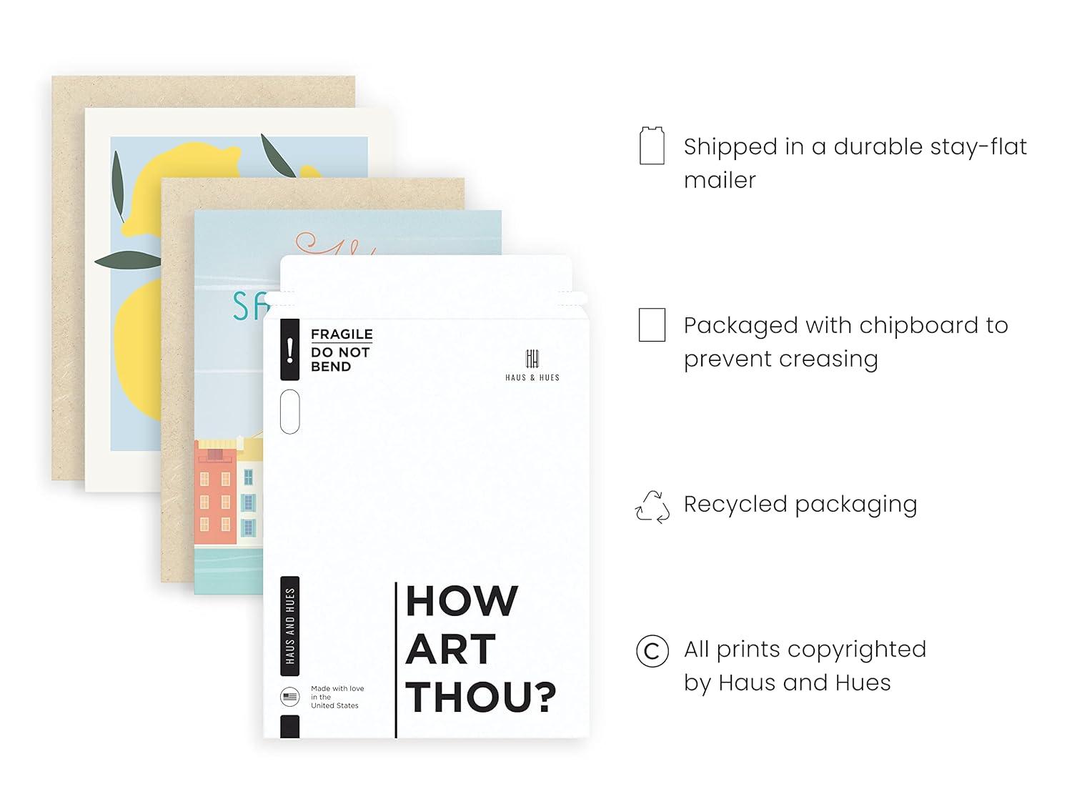 HAUS AND HUES Vintage Travel Posters (Set of 4), Wall Art, Unframed, 12x16 inches, Retro, Italy, Living Room, Bedroom Decor, Watercolor Prints