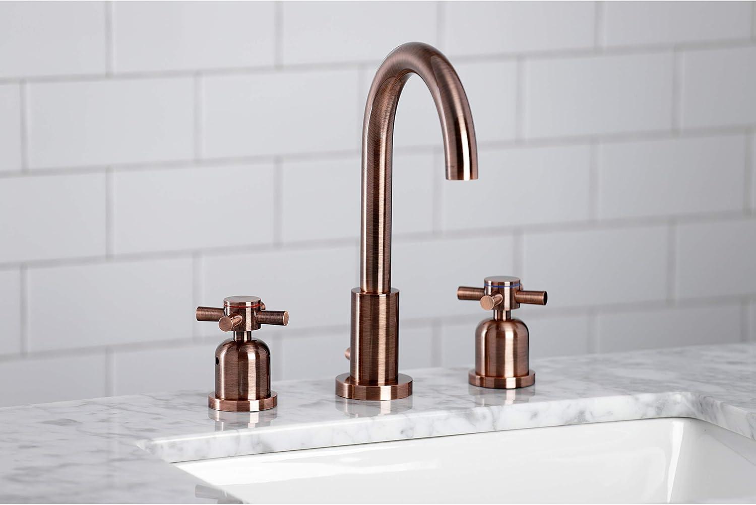 Kingston Brass Concord Two-Handle 3-Hole Deck Mount Widespread Bathroom Faucet with Brass Pop-Up Drain