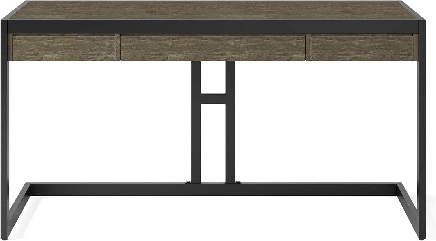 Erina 60" Distressed Grey Acacia Wood Desk with Metal Frame