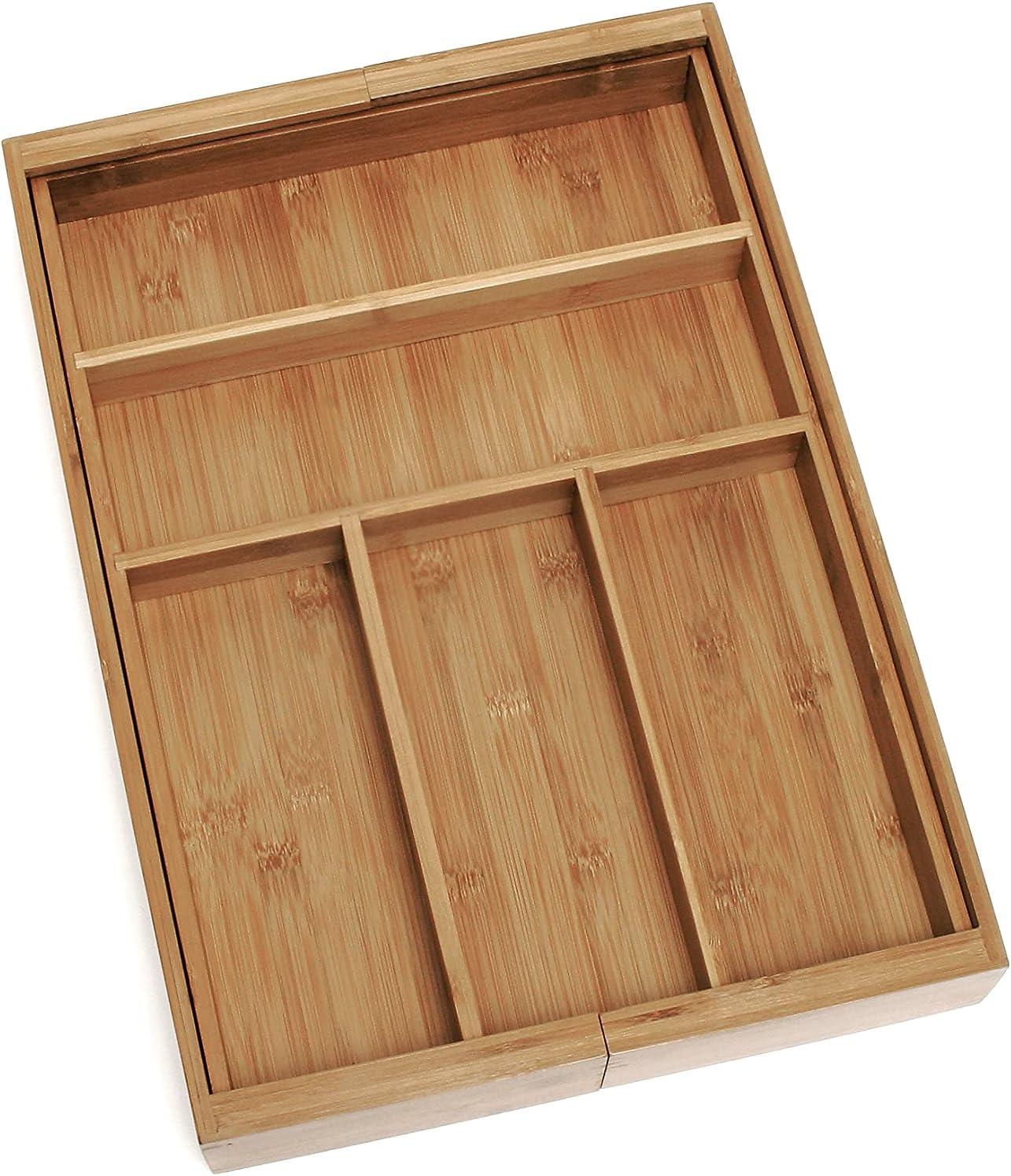 Adjustable Bamboo Expandable Drawer Organizer with Multiple Slots