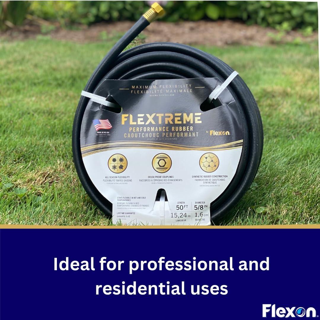 Flexon Flextreme 50ft Black Synthetic Rubber Garden Hose